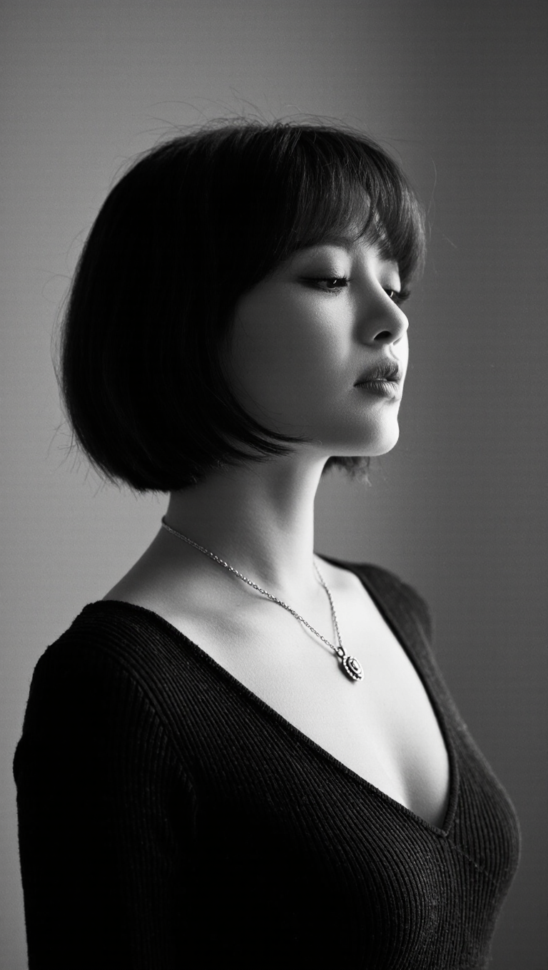Kling AI work 299082177610268 - long bangs haircut AI image