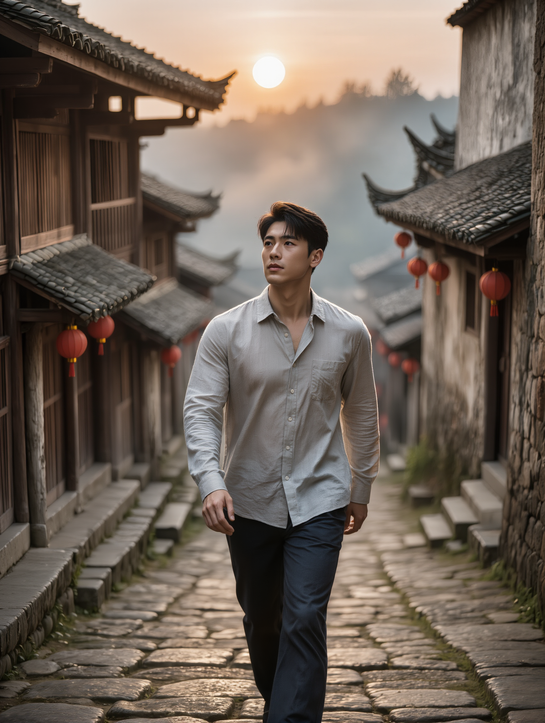 Kling AI work 316173601527207 - movie scene where character walks around slowly AI image
