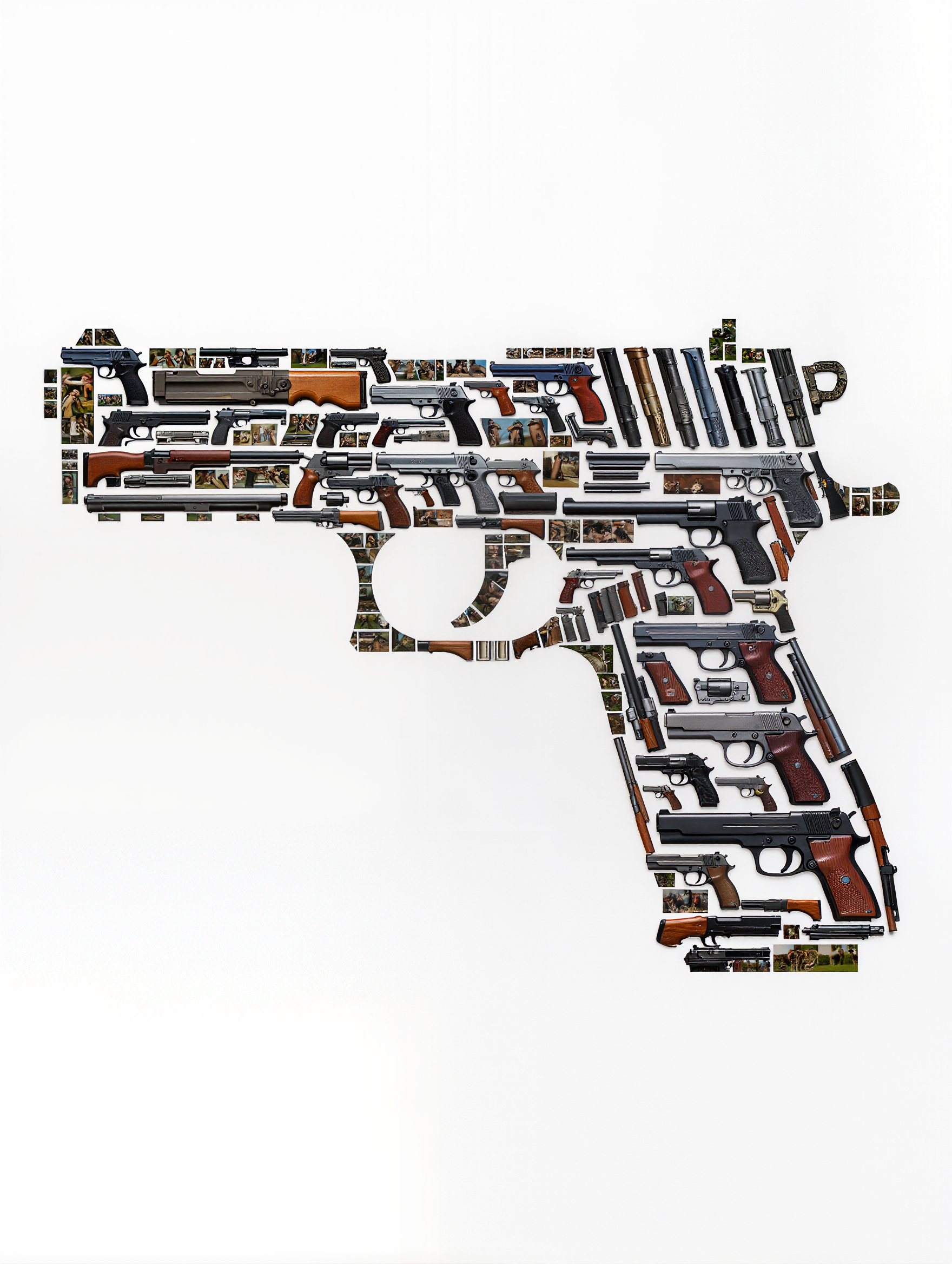Photo Mosaic Gun of a Gun - angle pictures AI image