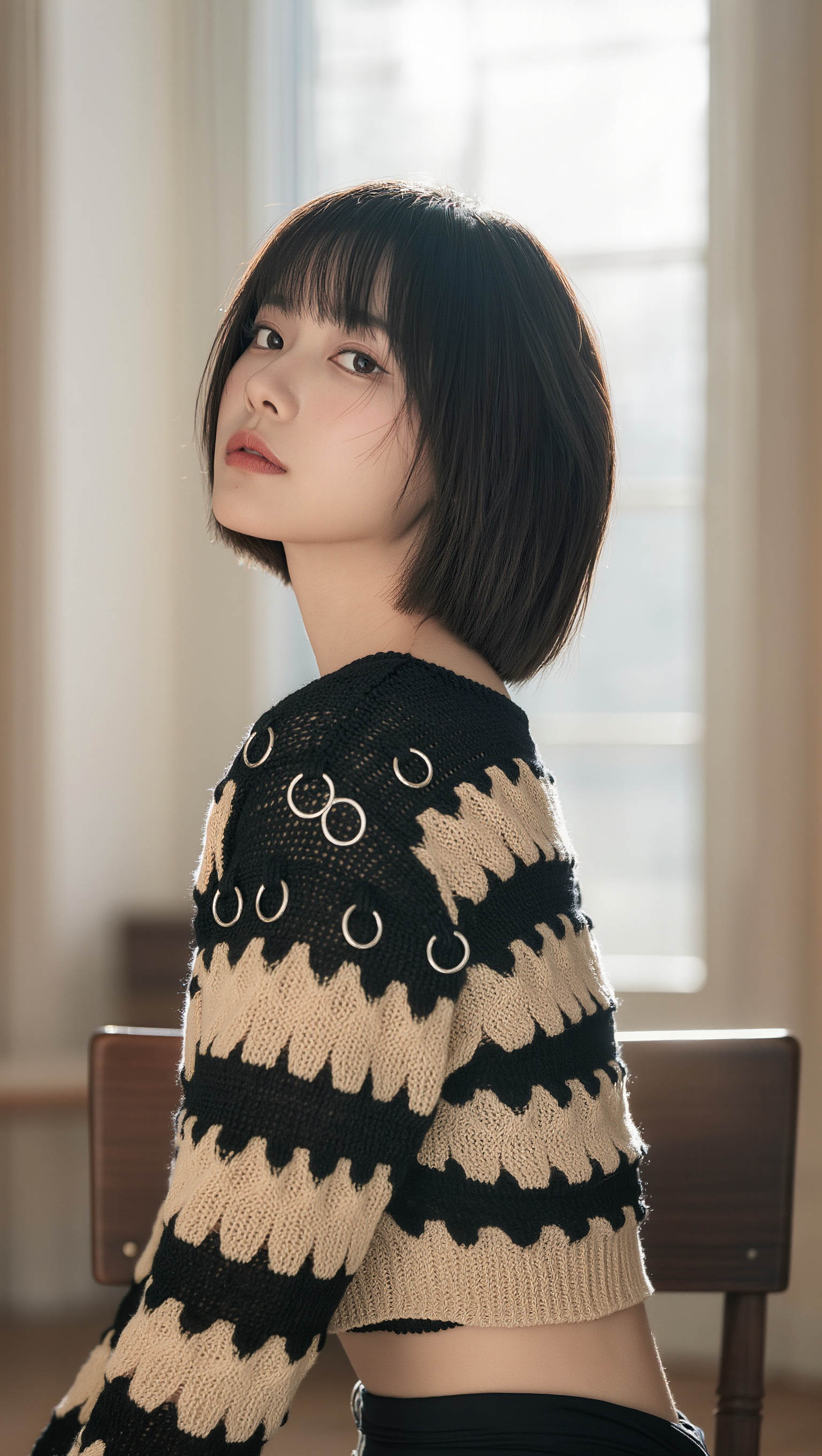Kling AI work 313162879501610 - black hair with silver highlights AI image