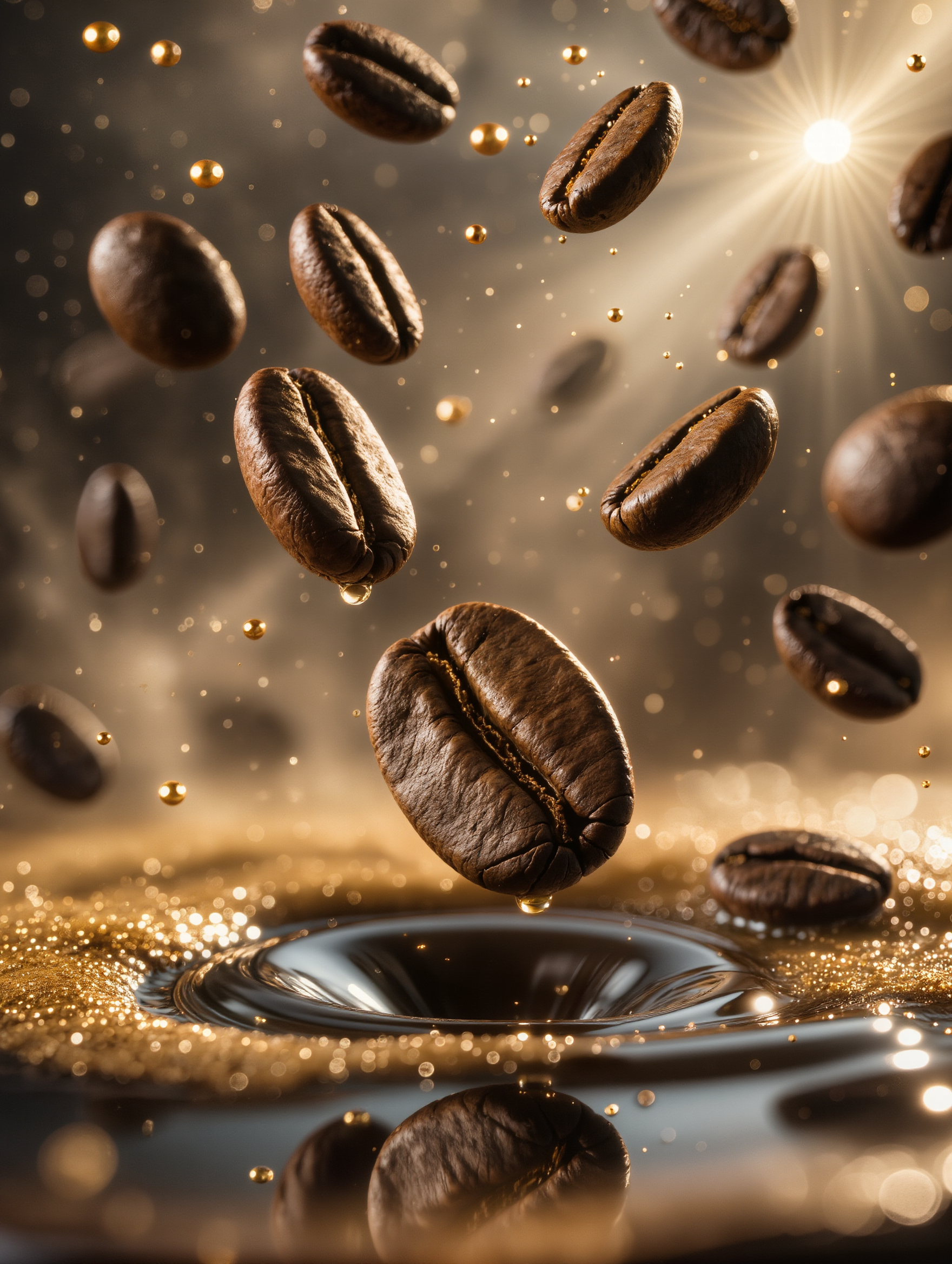 Cinematic macro shot of coffee  - ml in a shot AI image