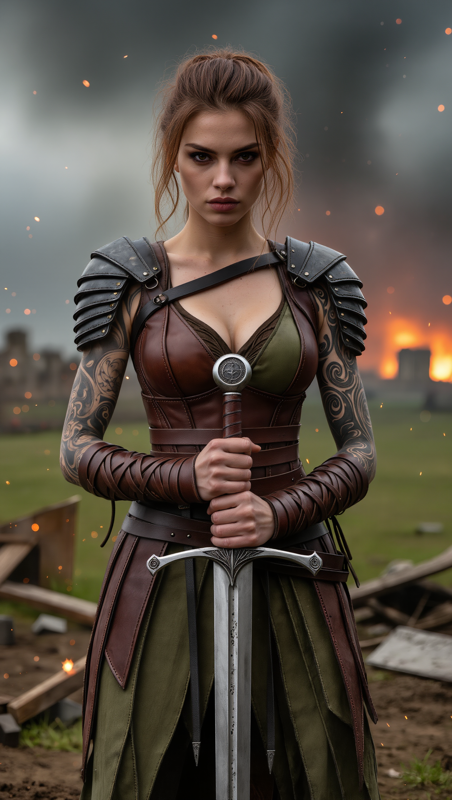 female fantasy warrior - hair cutting style for female AI image