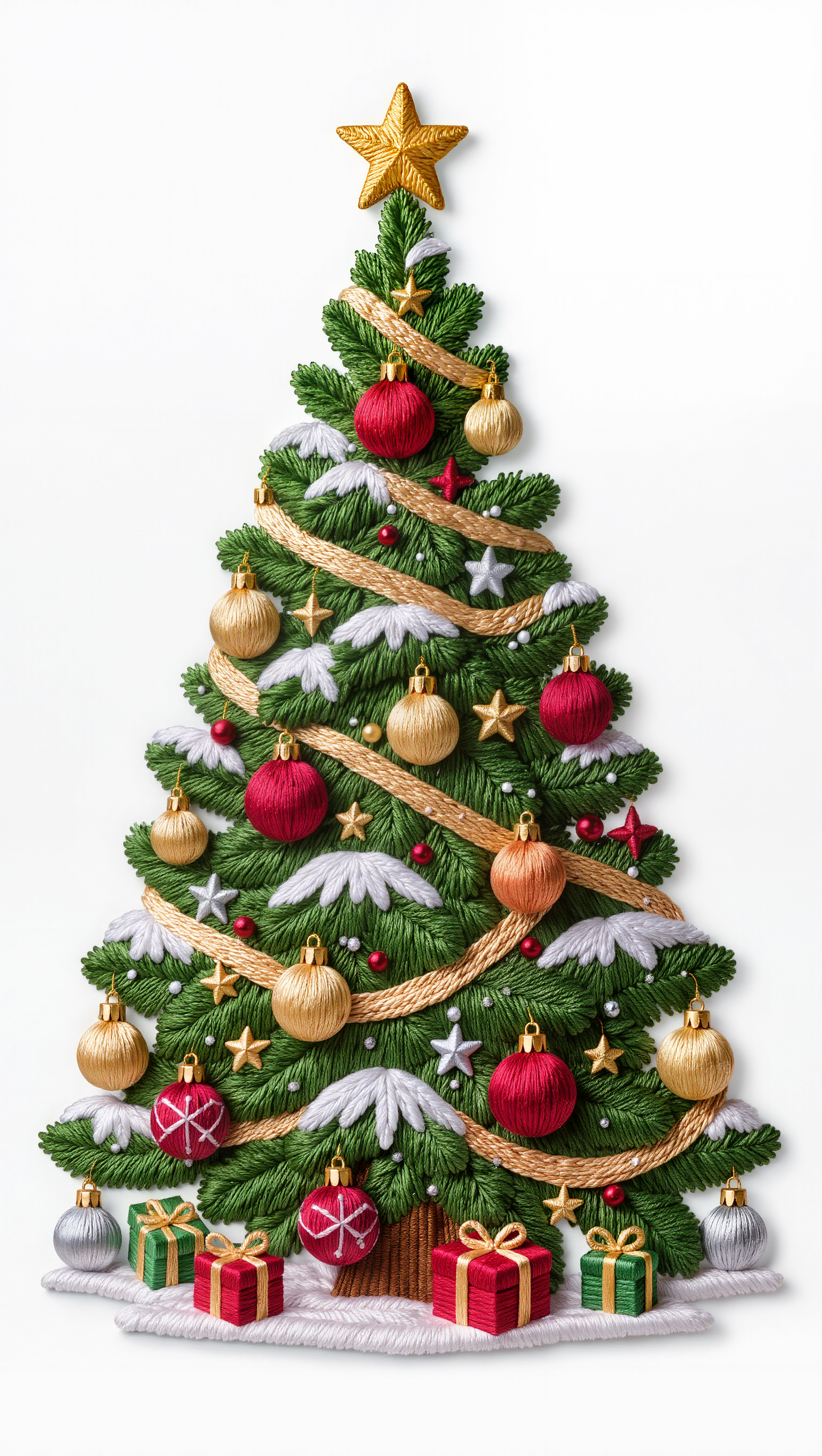 Embroidery Christmas Tree - create transparent background free AI image