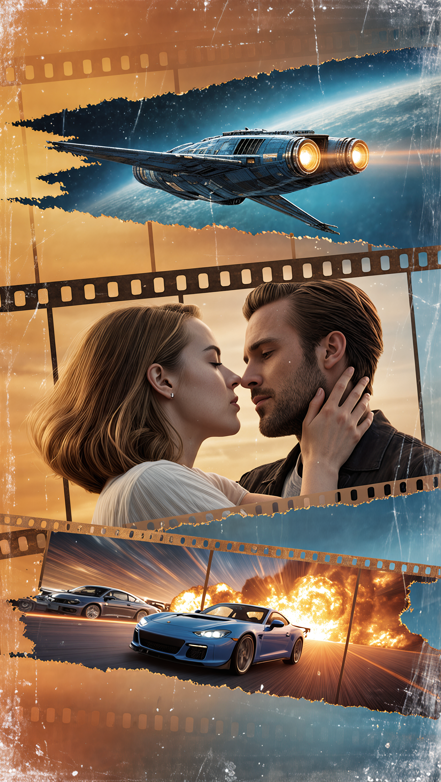 Split-screen movie snippets - movie randomizer AI image