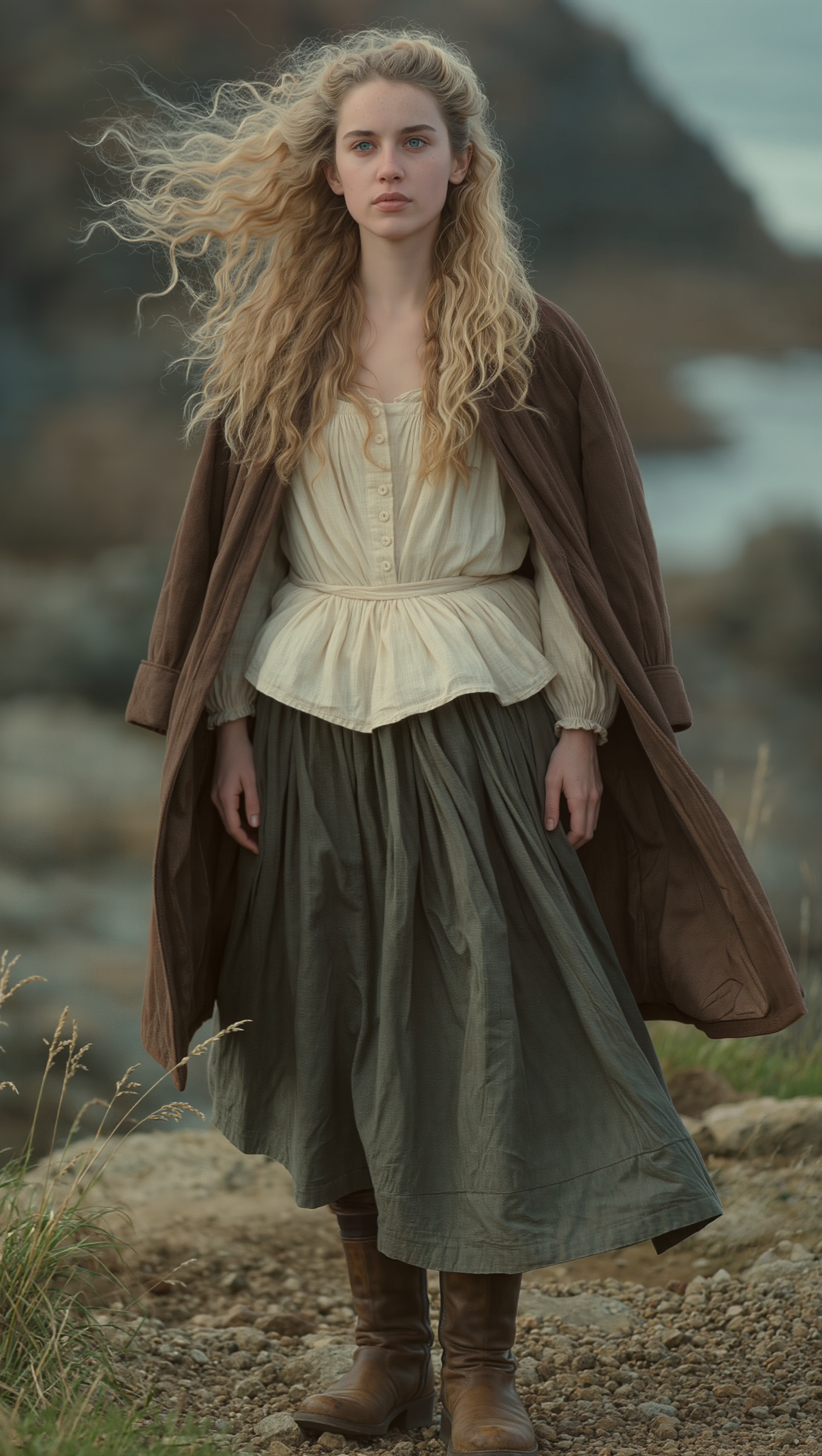 Kling AI work 319873249613077 - natural curly brown hair with blonde highlights AI image