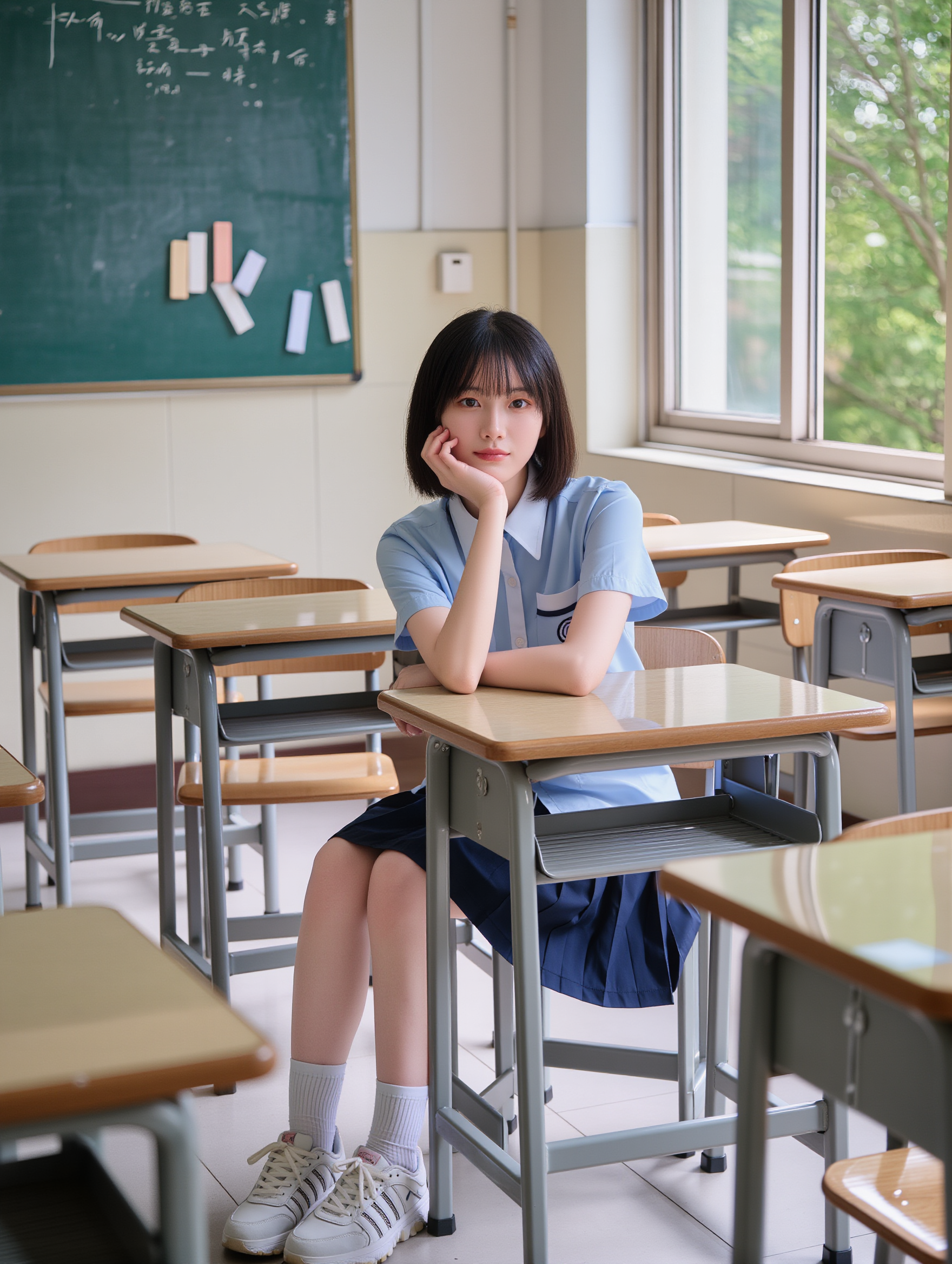 Kling AI work 317387288503073 - school girl pose anime AI image