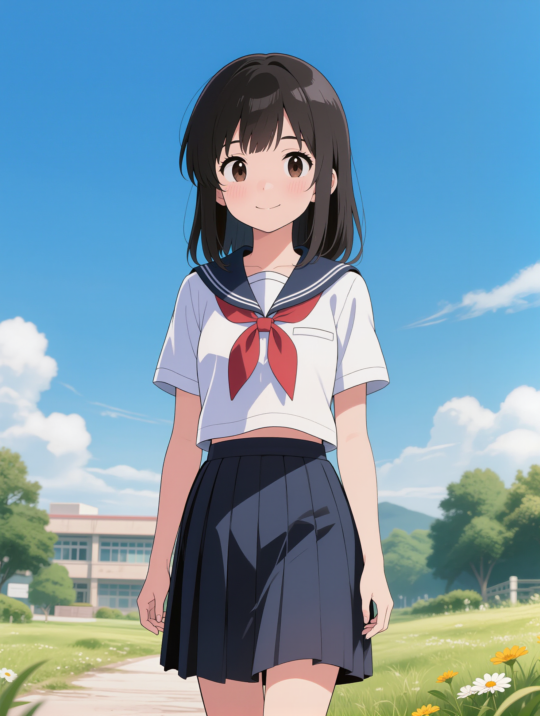 Anime School girl - cute easy anime drawing AI image