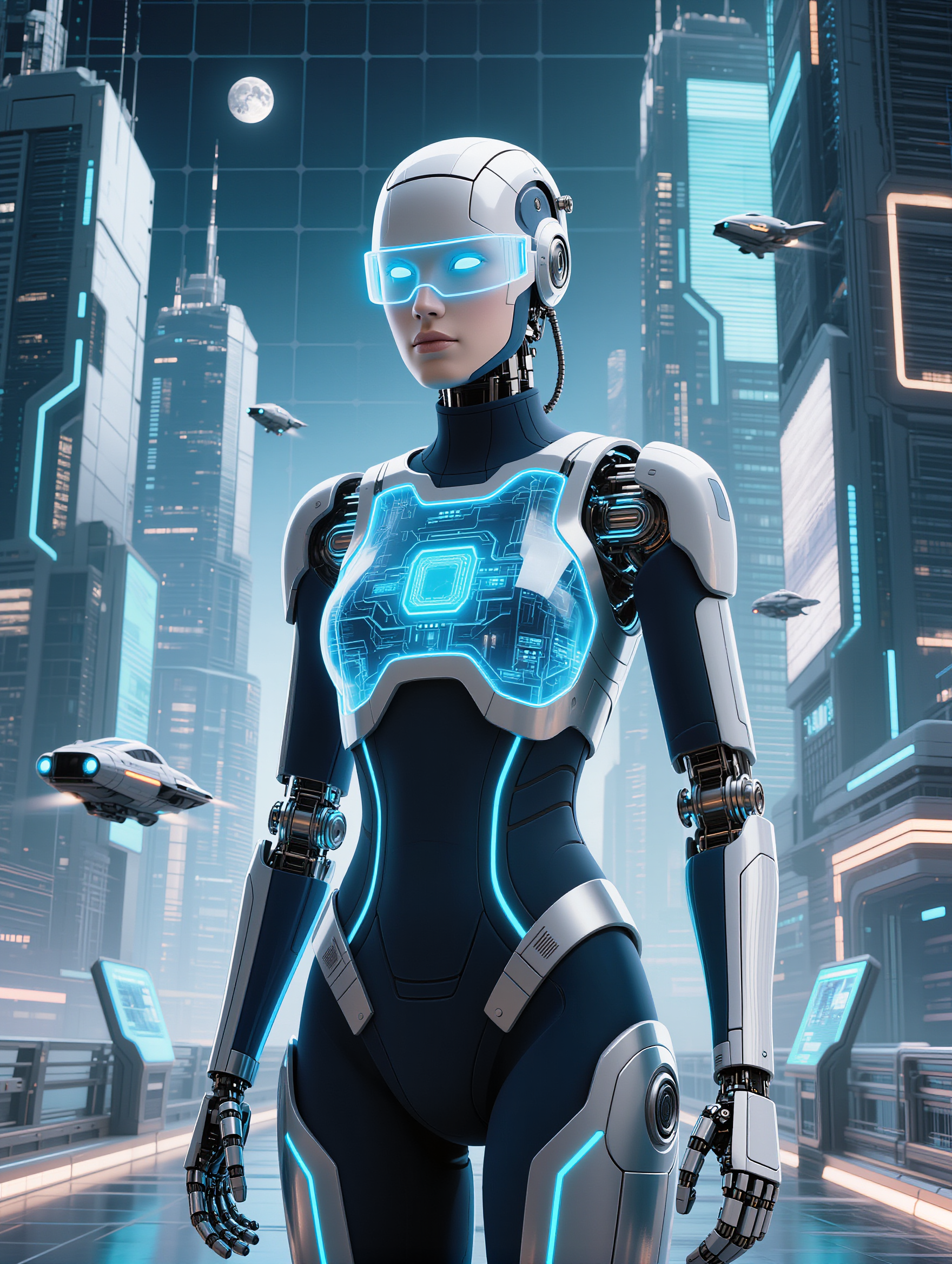 Human robots in future  - human v4 AI image