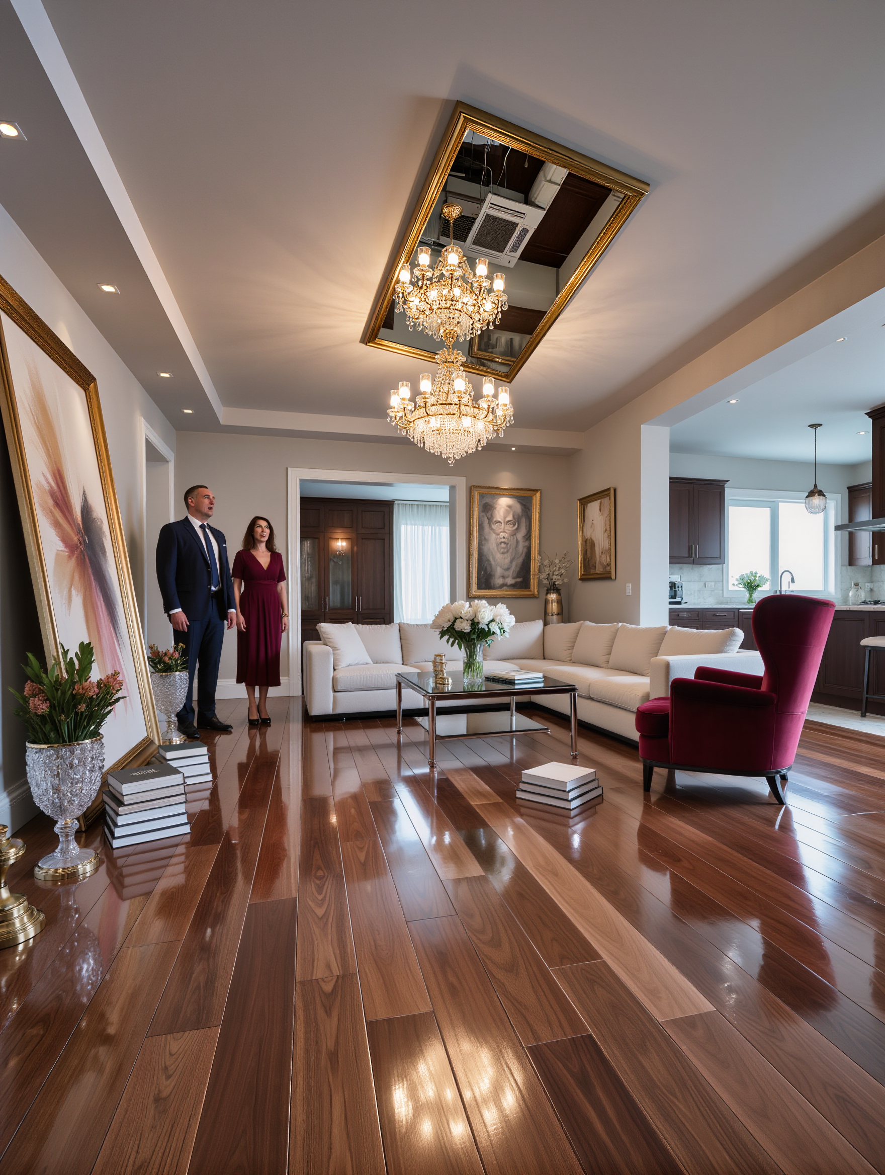Viewing luxury homes  - flooring transition AI image