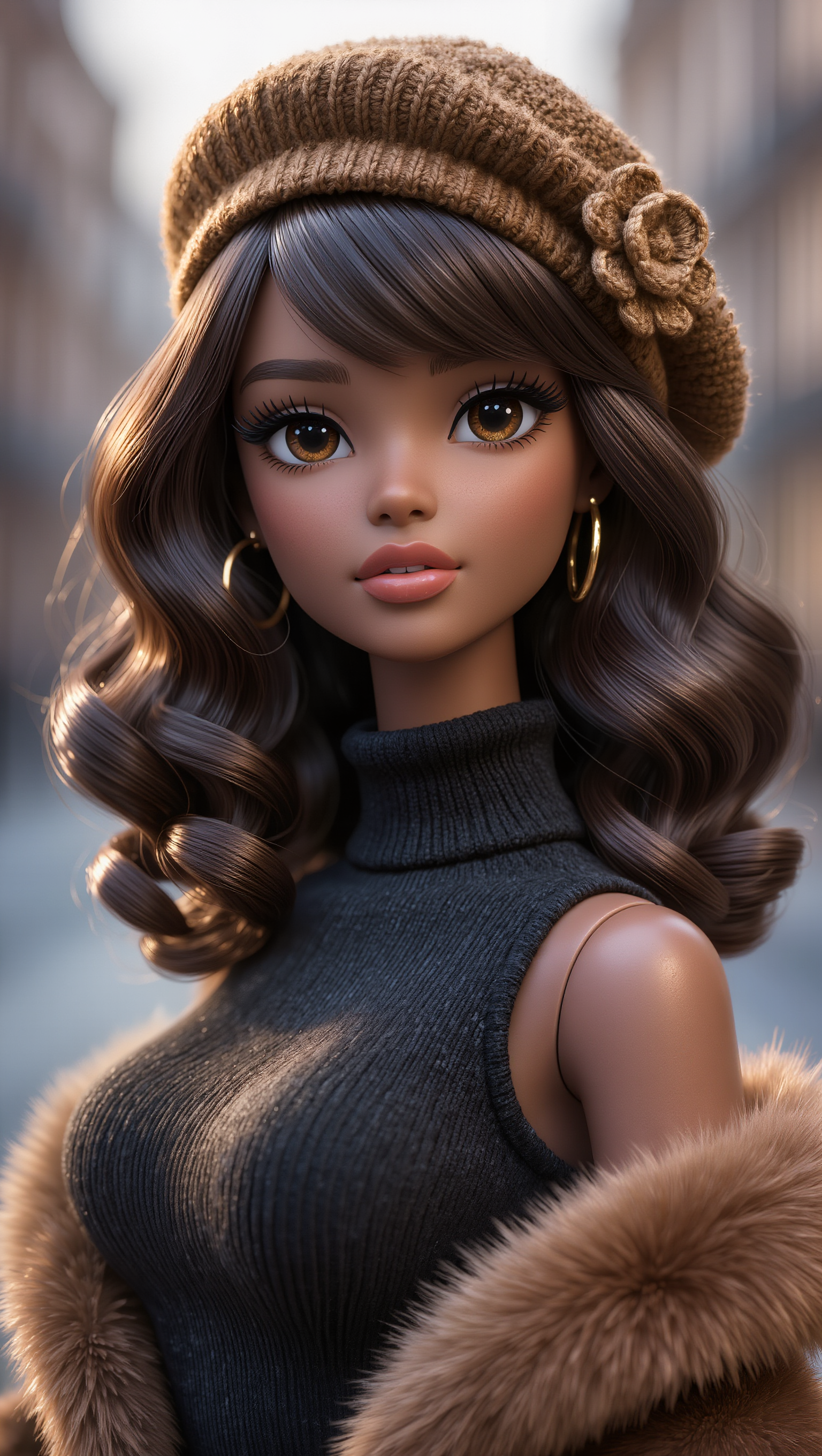 Kling AI work 297944998614569 - brown hair with face framing highlights AI image