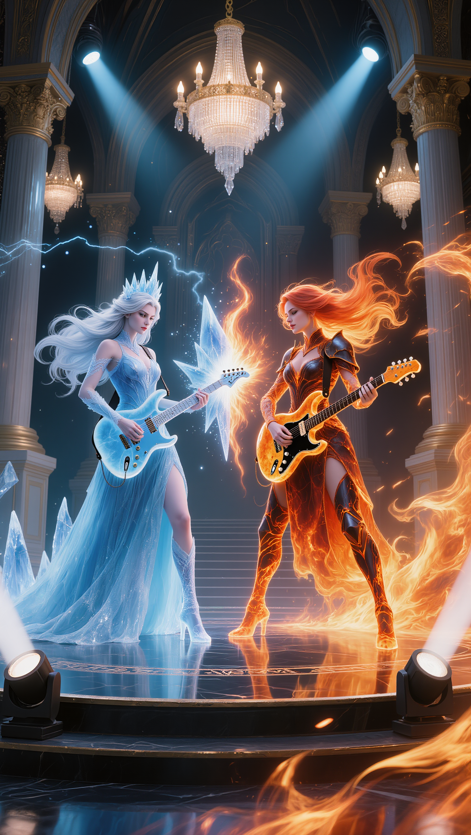 Ice & Fire Queens LIVE - ice style AI image