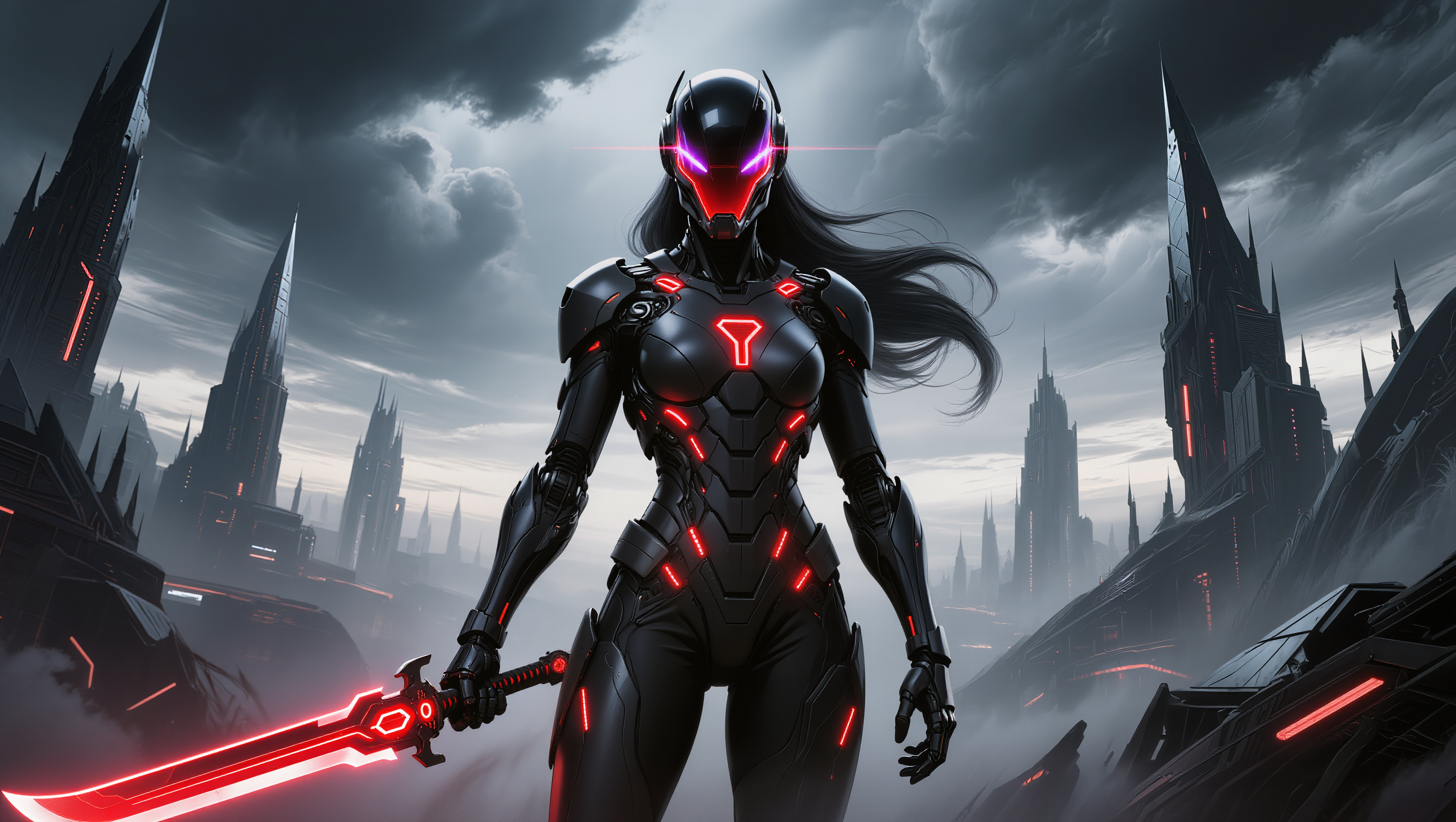 #Loranca_AI #Artwork - dark purple red hair AI image