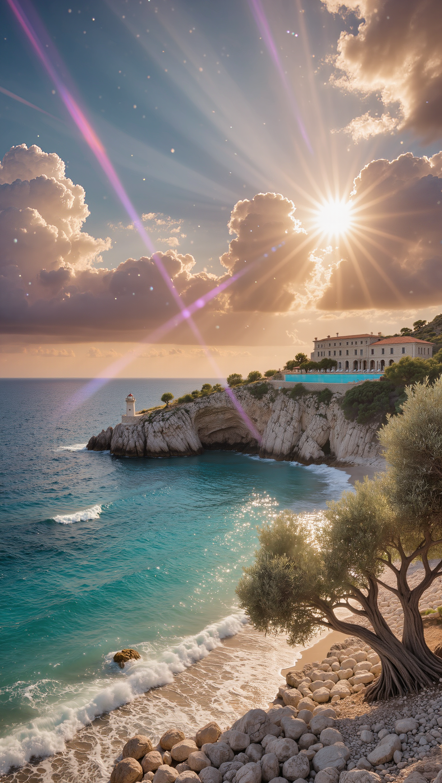 Amazing view on Dalmatian villa - pitch view AI image
