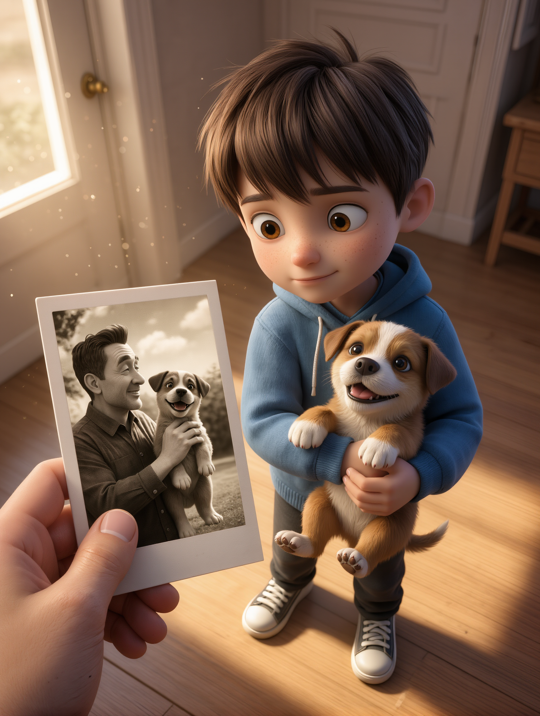 A puppy had a pic of someone 🍀 - pic of an angle AI image