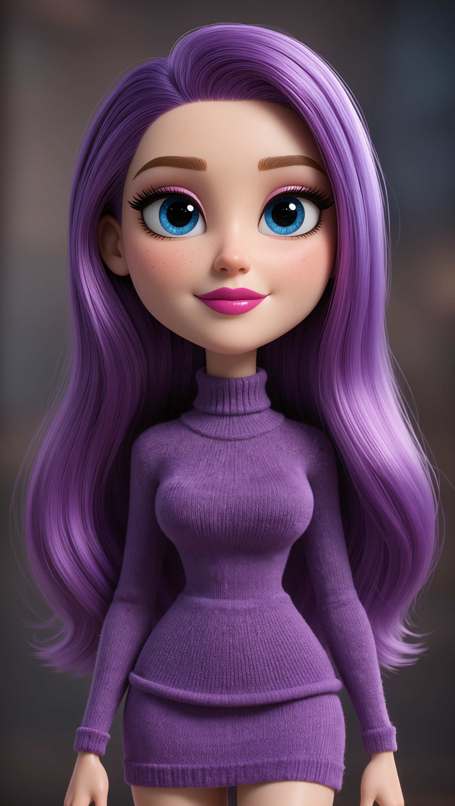 Beauty in cartoon purple - purple anime pfp AI image