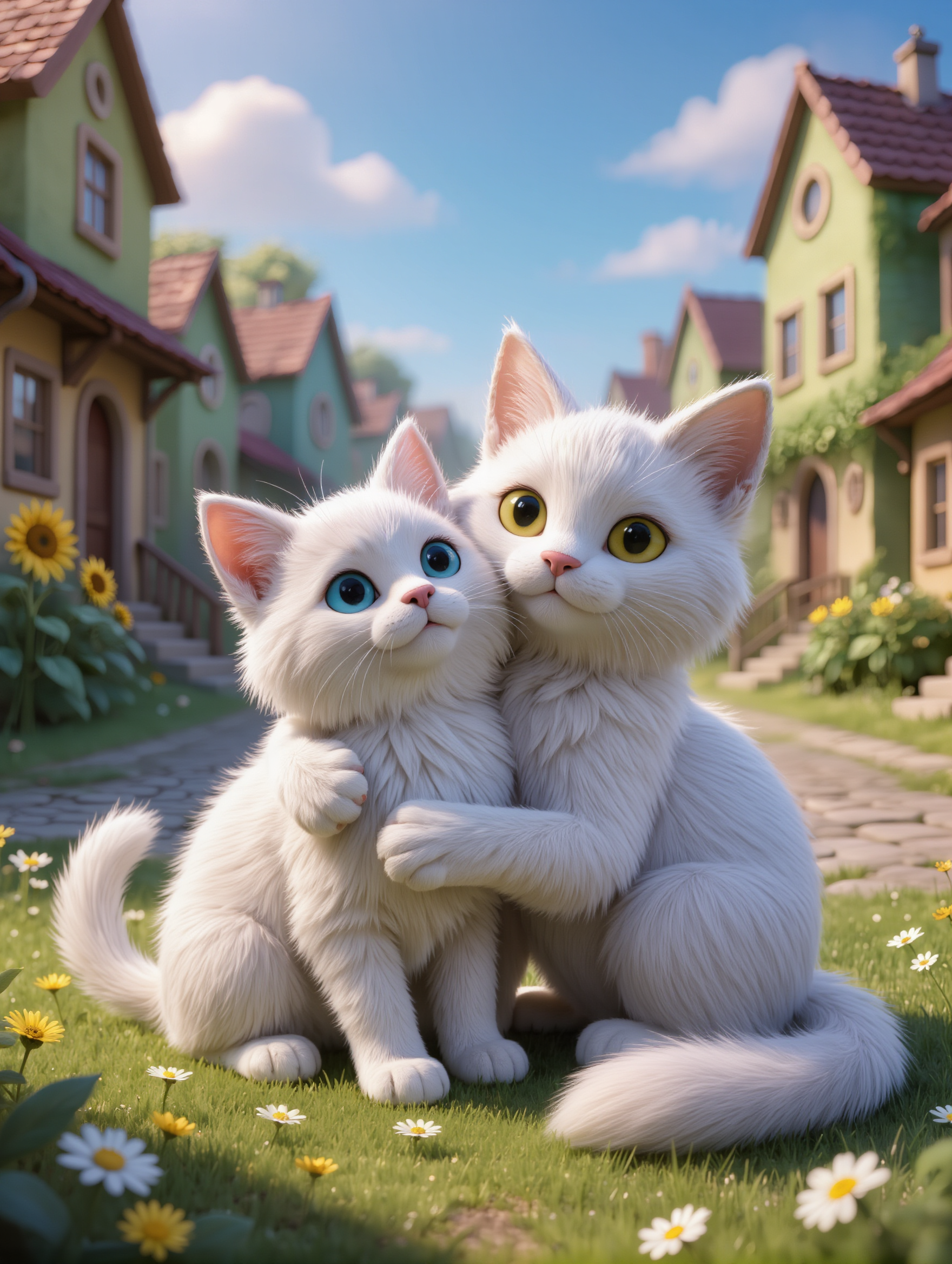 A sad small fluffy 3D animated k - hentia animated AI image