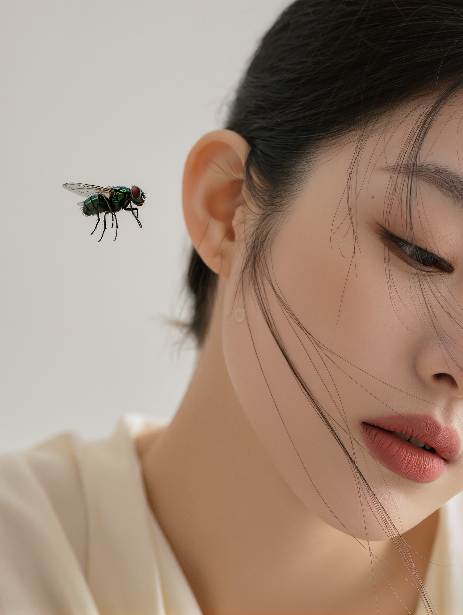 Annoying flies - undercuts for women's long hair AI image