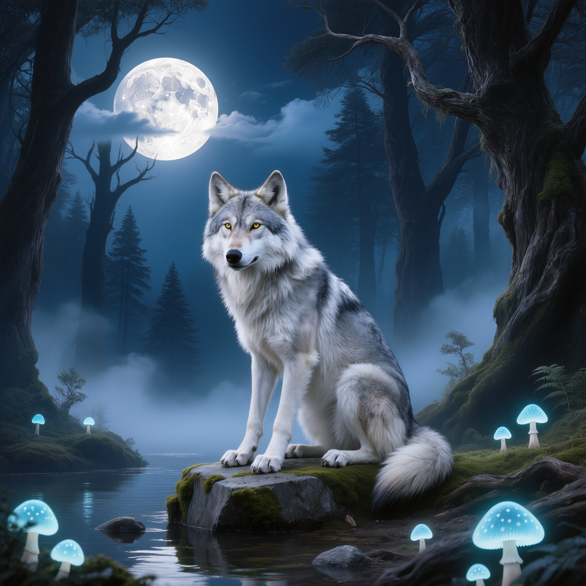 Wolf at Night - wolf style AI image