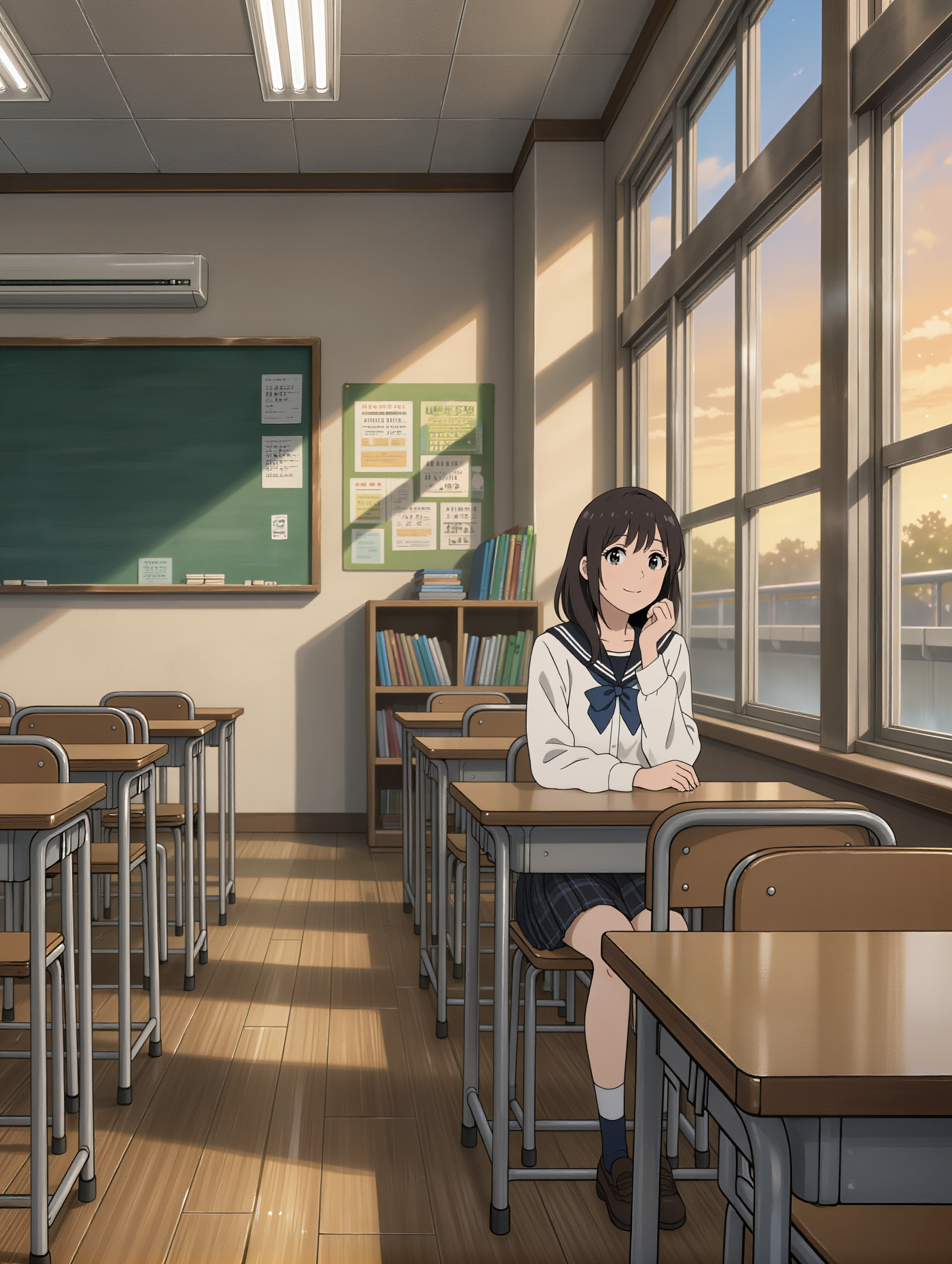 Kling AI work 313487395613997 - school girl pose anime AI image