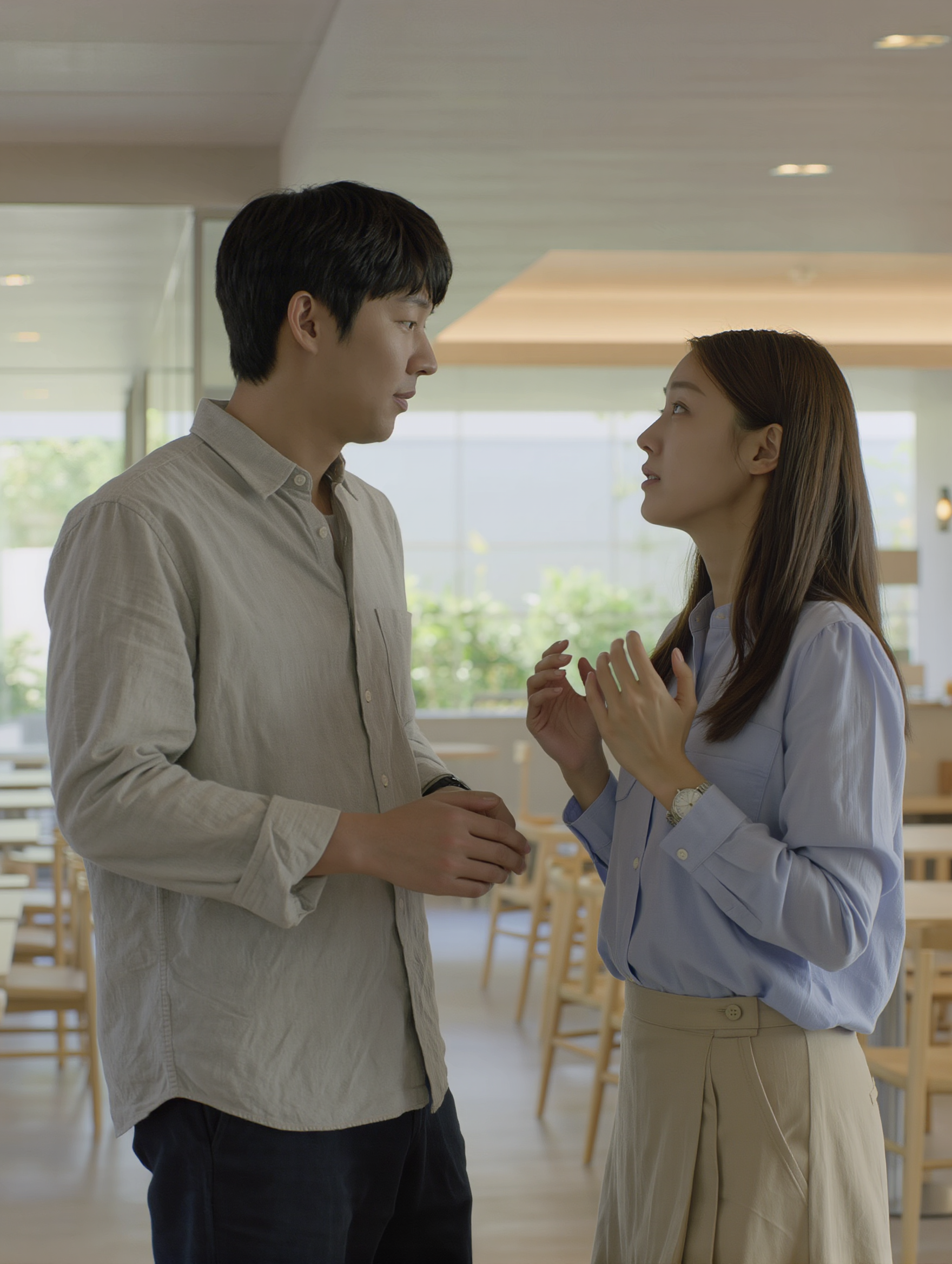 Two realistic people standing to - beniju realistic AI image