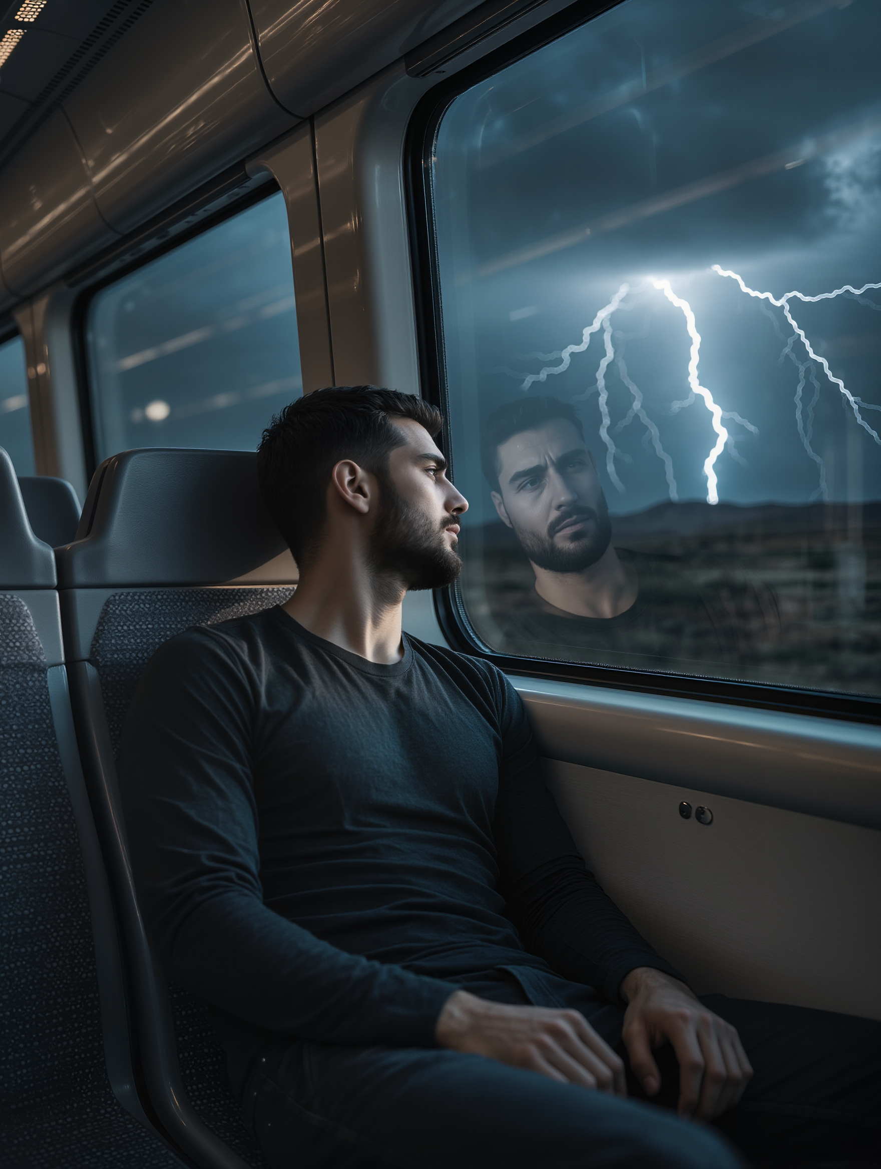 The train slowly moves forward - train scene AI image
