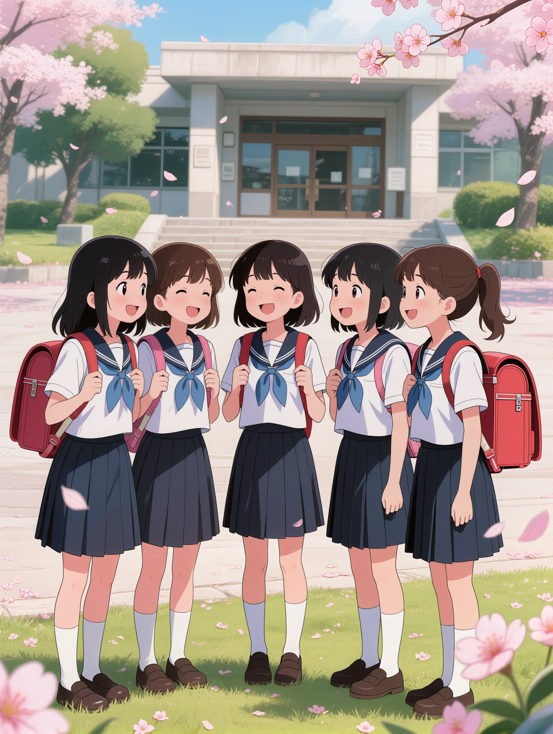 First Day of School - school girl pose anime AI image