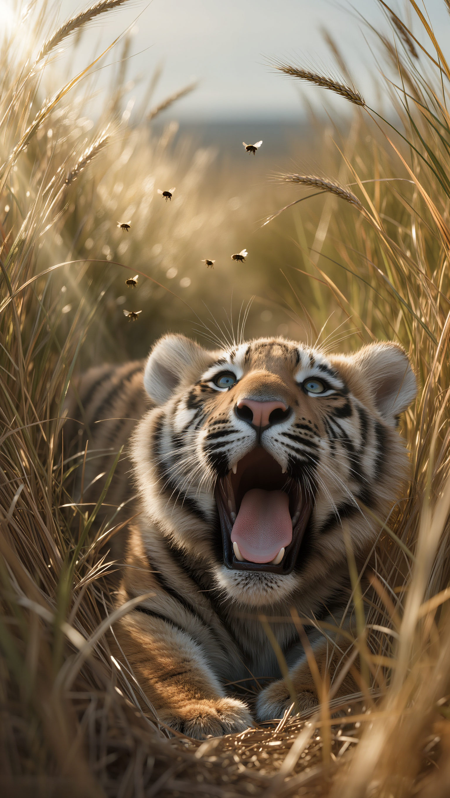 wallpaper tiger yawning - tiger desktop wallpaper AI image