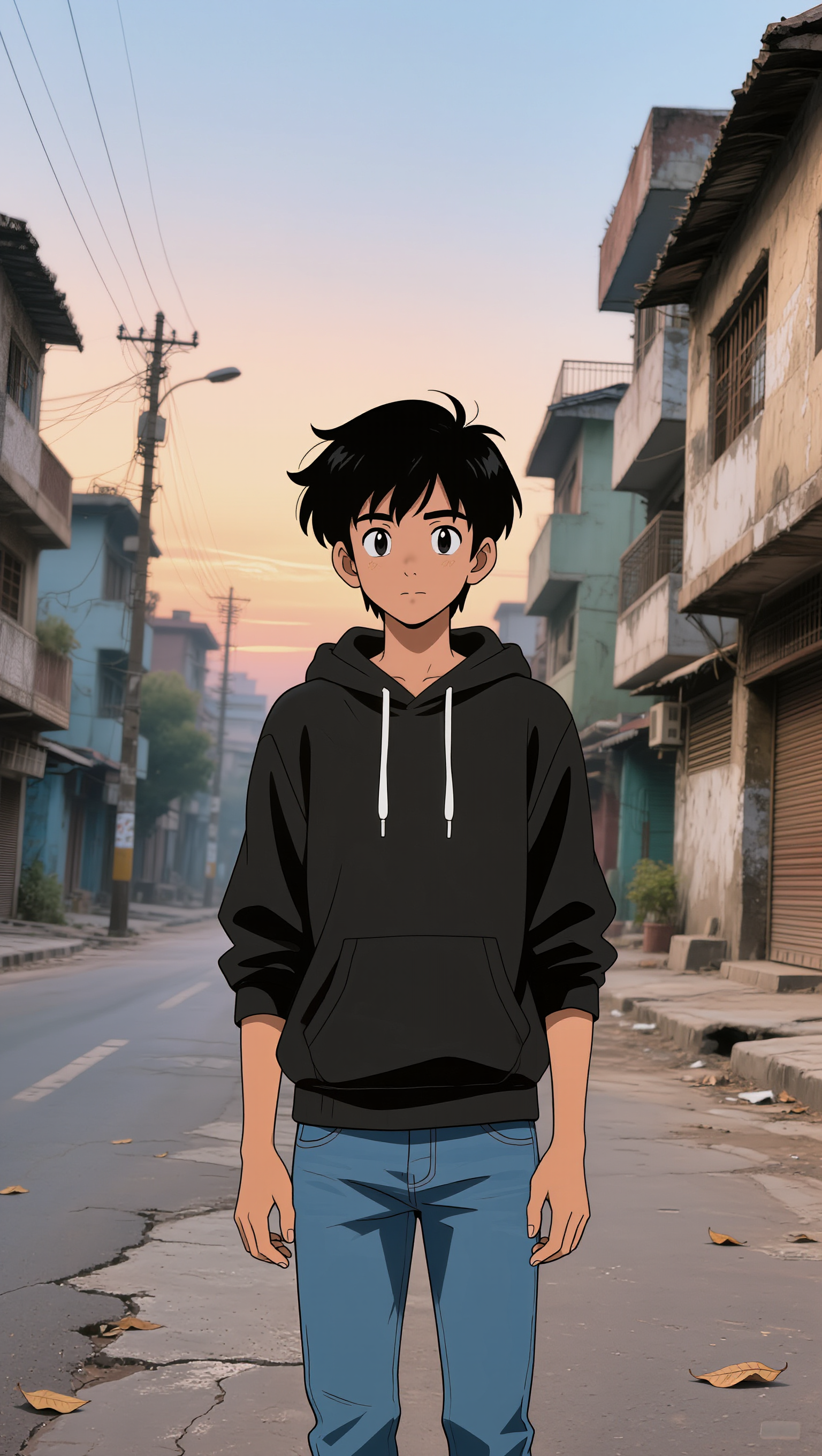 A Young Anime Boy Walking Alone - blonde anime boy AI image