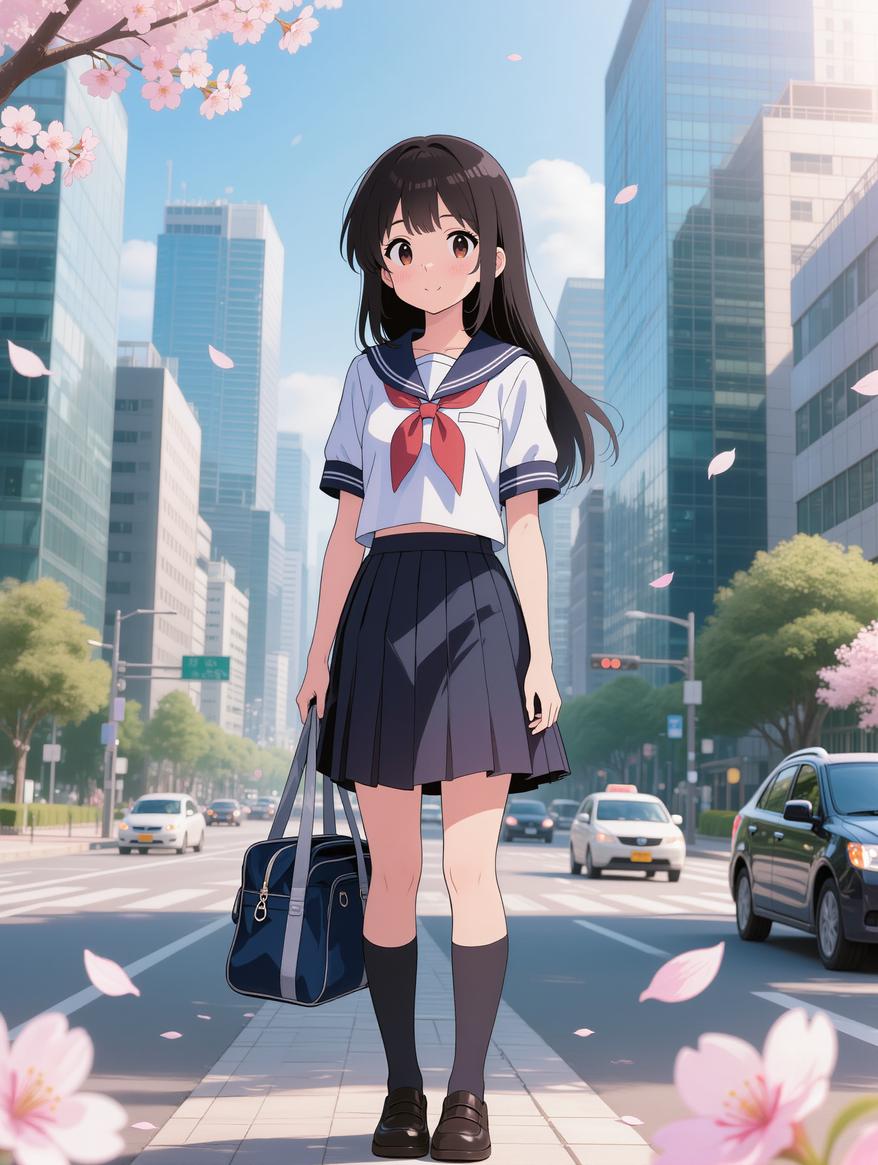 Kling AI work 318003901611041 - school girl pose anime AI image