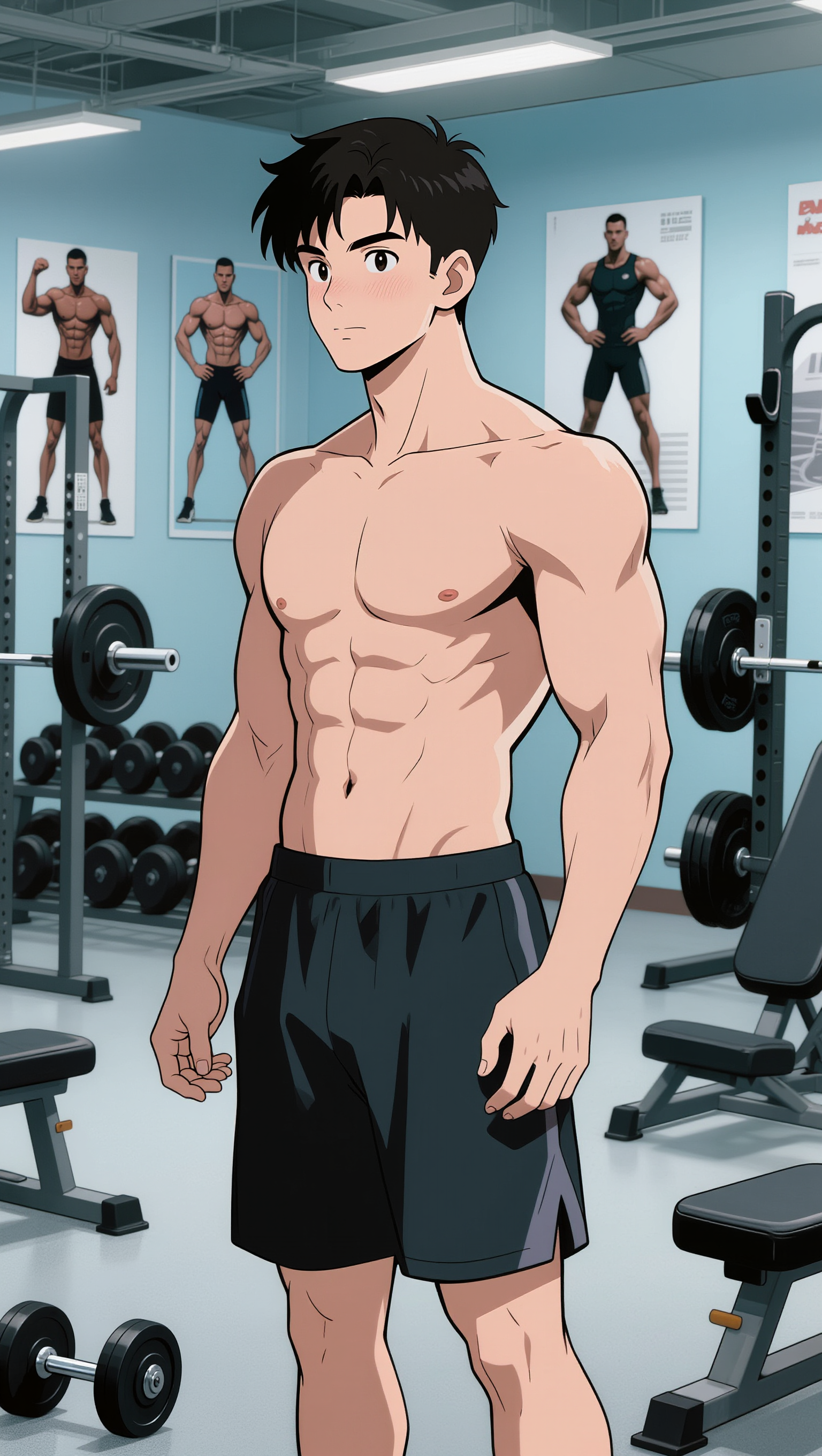 Gym exercises - anime male poses AI image