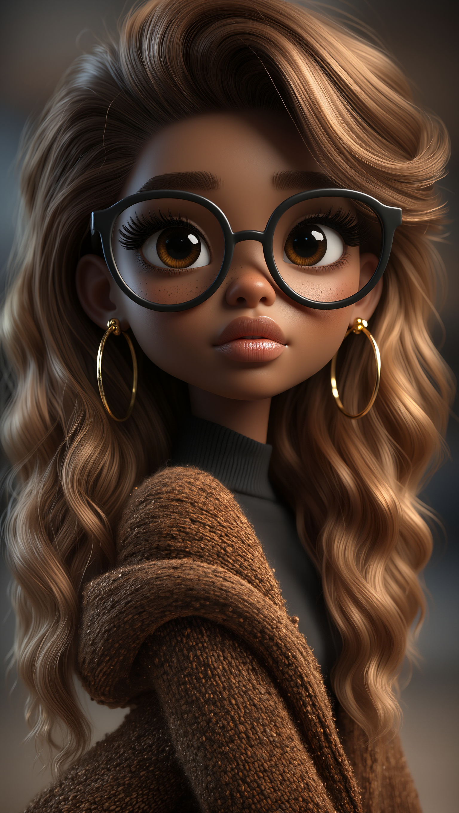 Kling AI work 319214396661414 - ombre hair caramel brown AI image