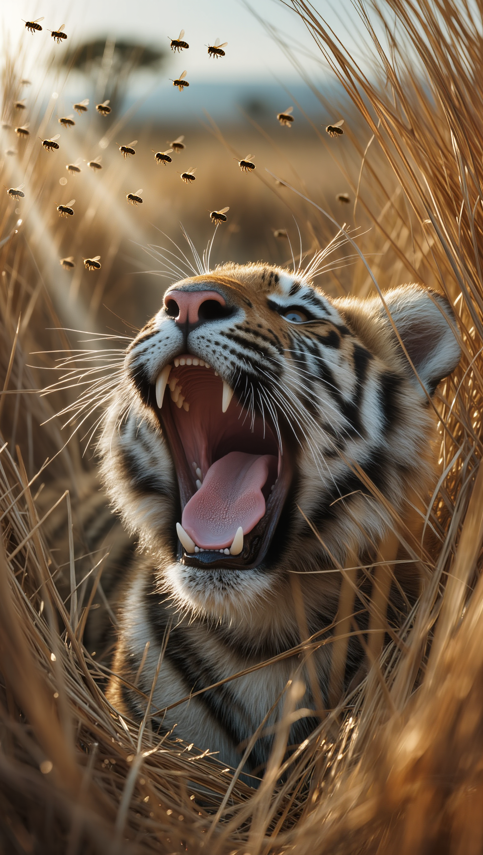 wallpaper tiger yawning - tiger desktop wallpaper AI image