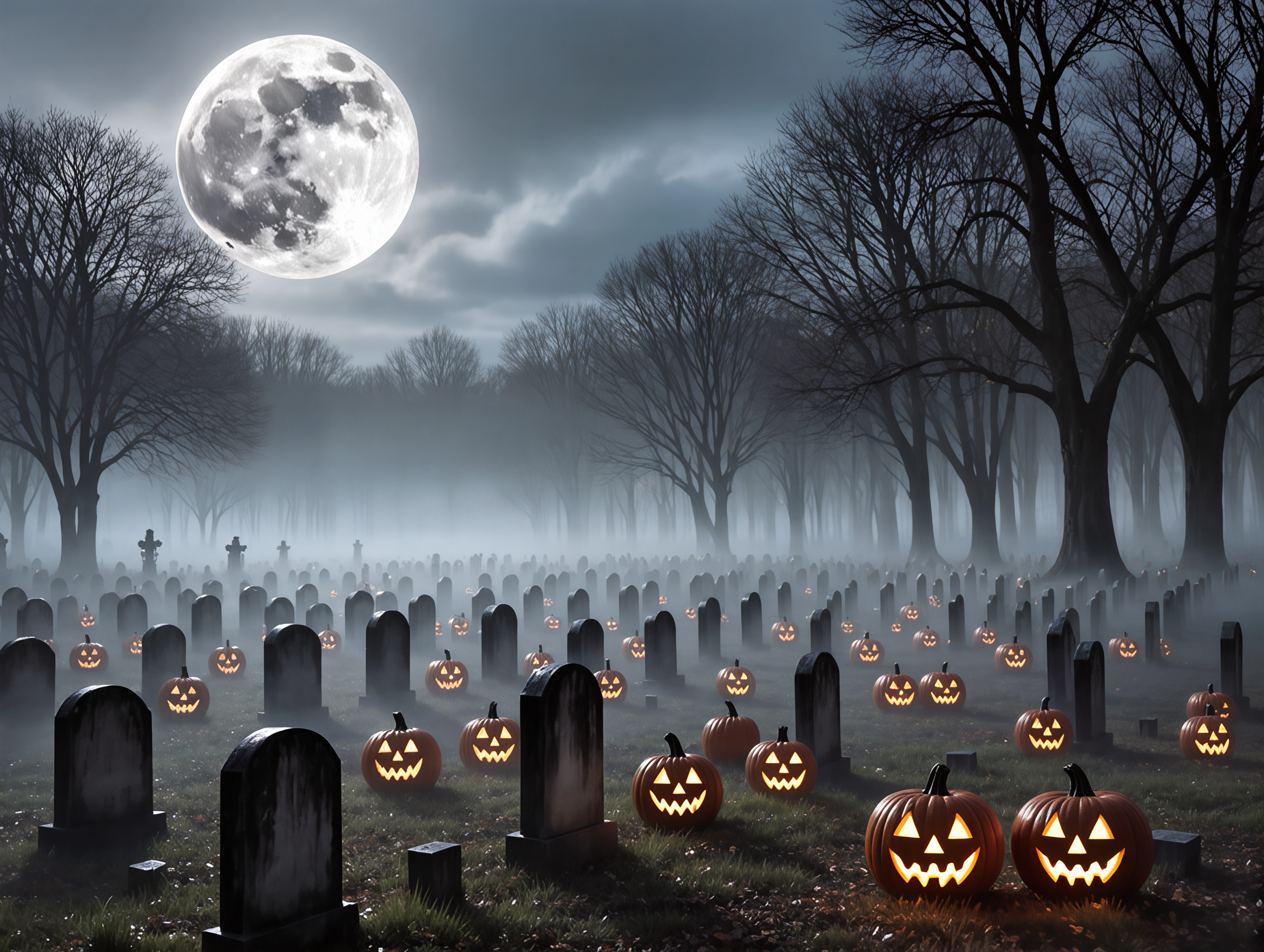 Halloween graveyard scene 2 - background scene AI image