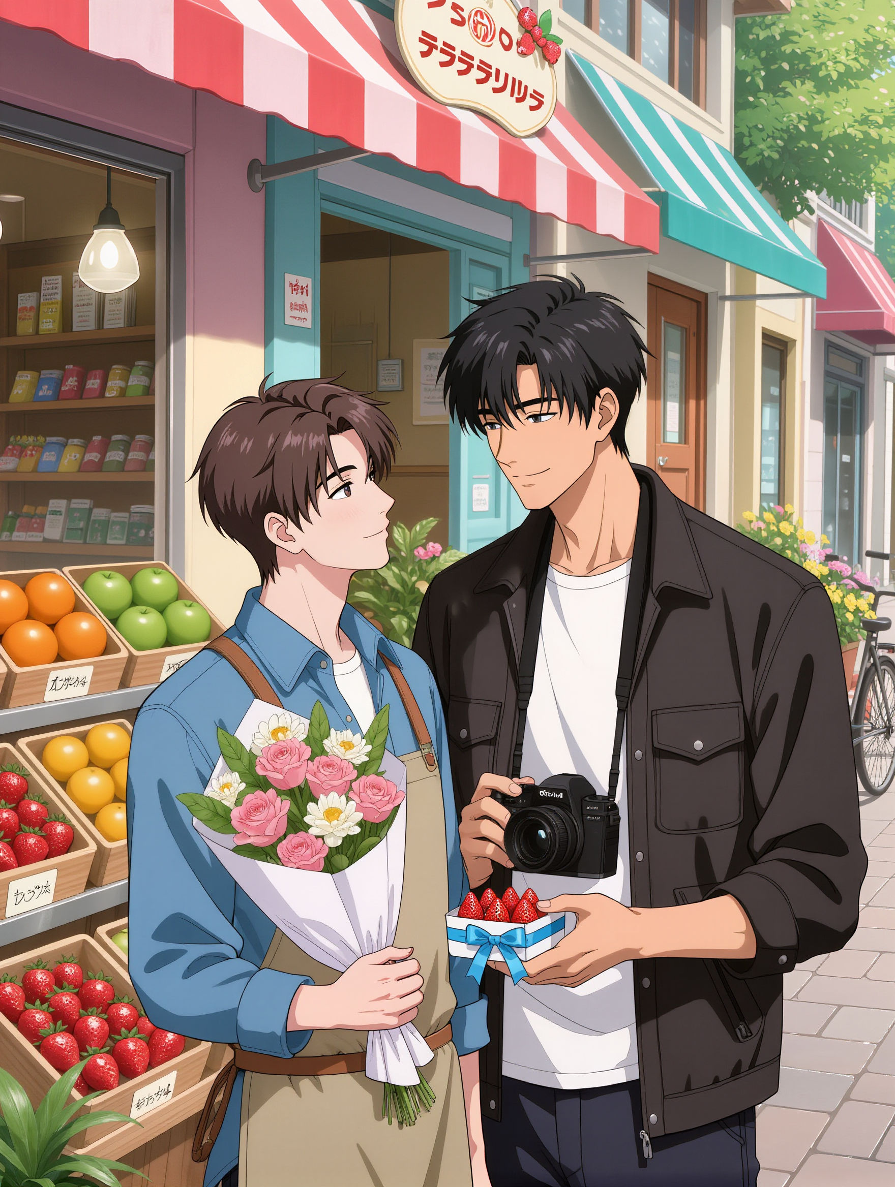 the fruit shop next door - fruit kling ai wallpaper AI image