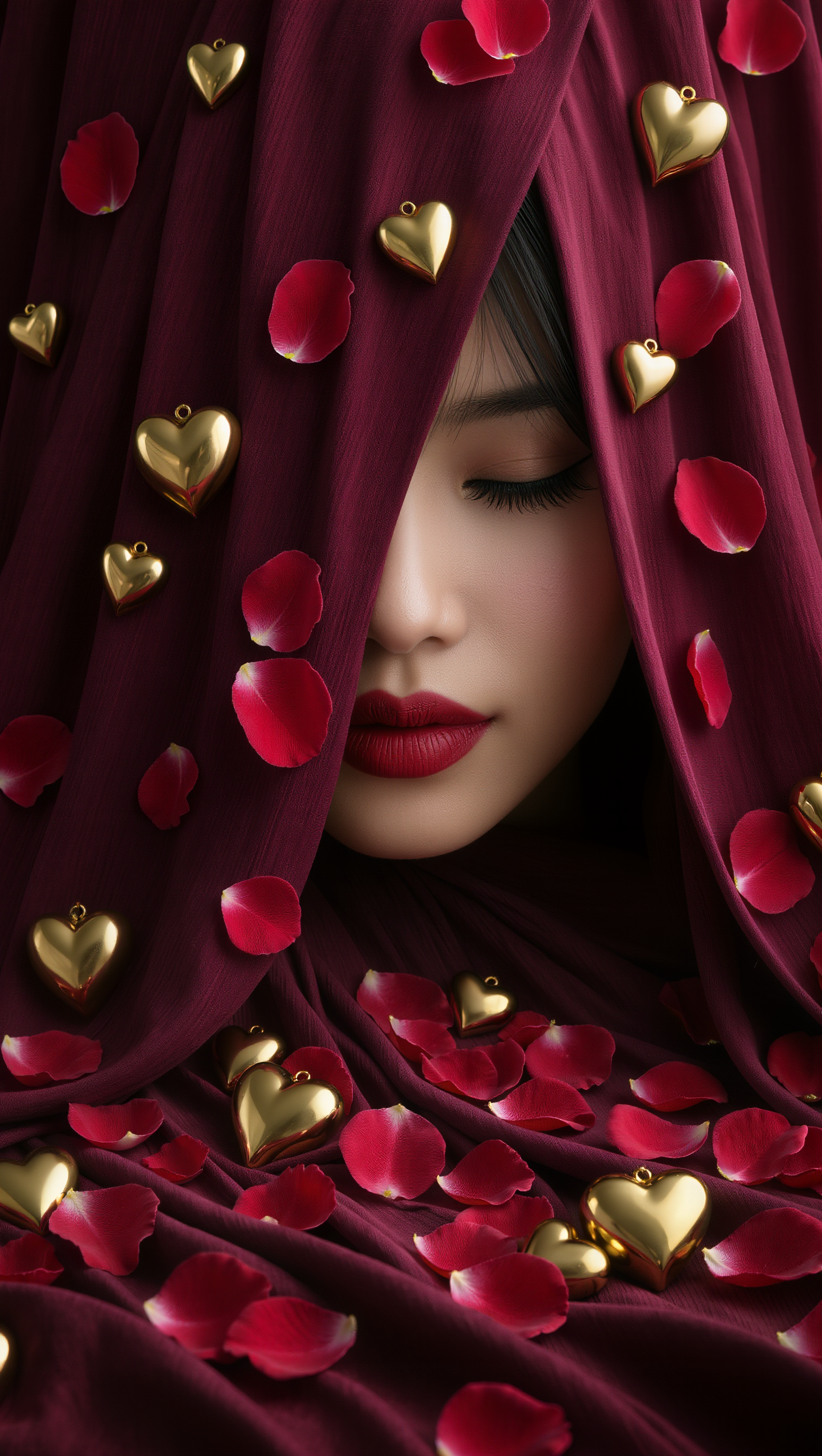 Red girl dancing with red hair - hair color dark brown red AI image