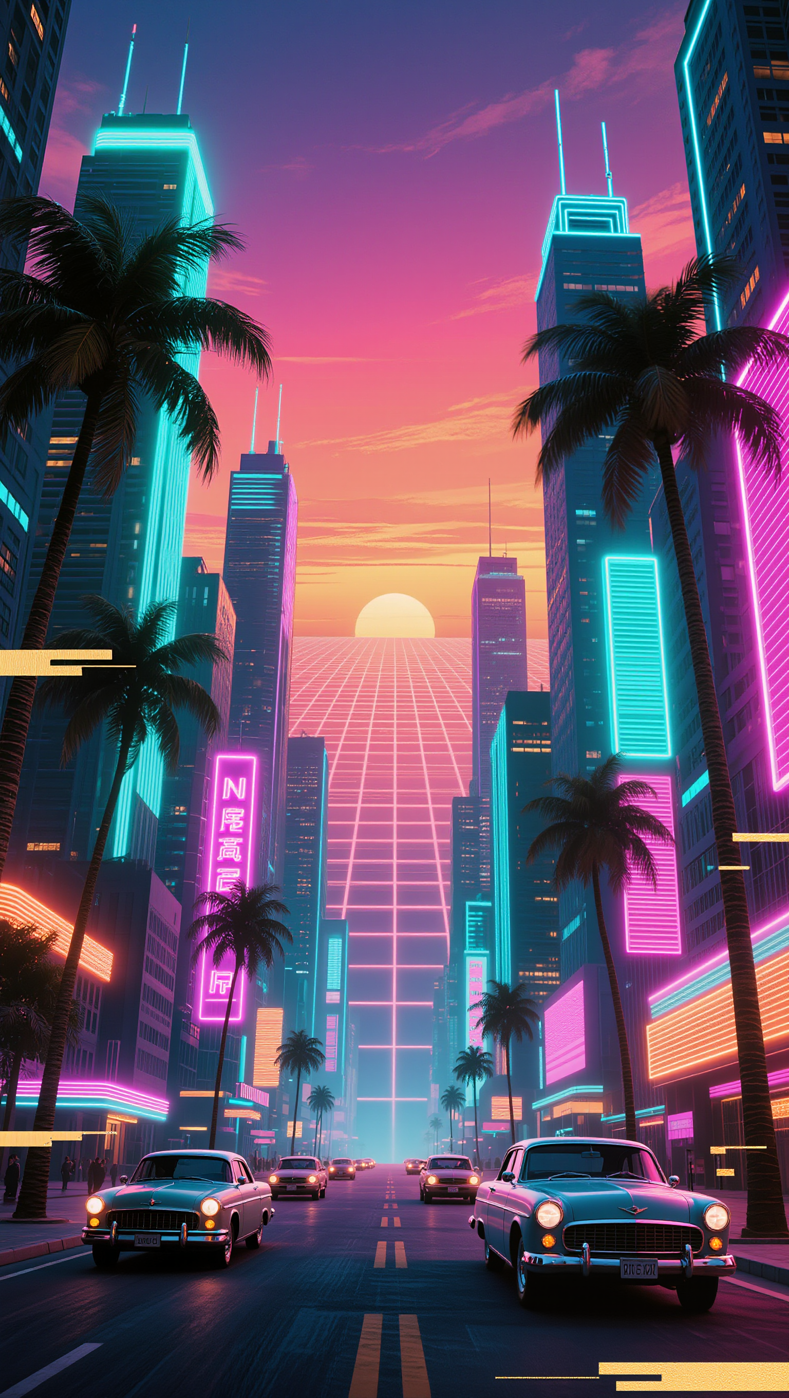 Kling AI work 303349203615910 - vaporwave background AI image