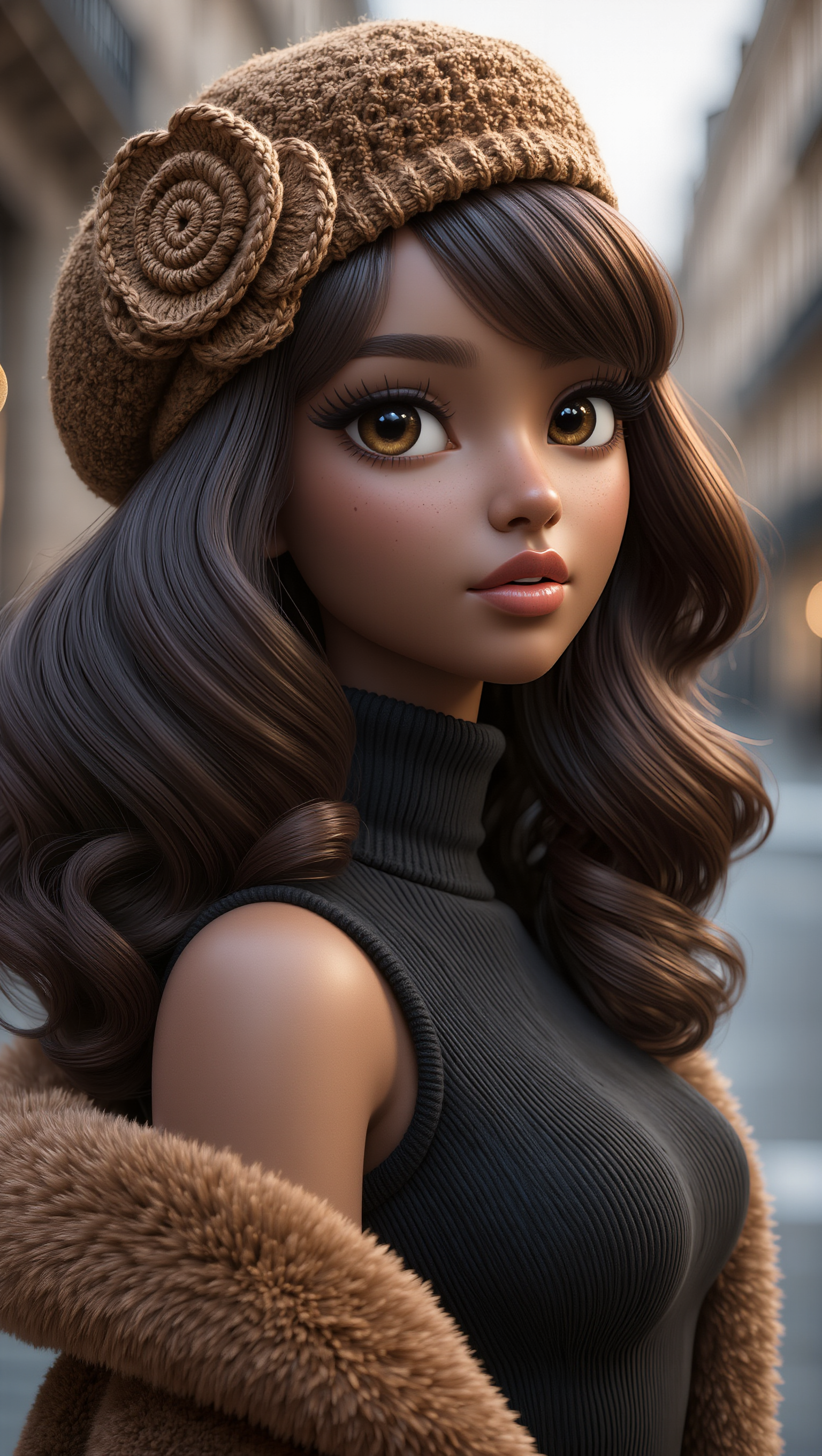 Kling AI work 297944998615586 - brown hair with face framing highlights AI image