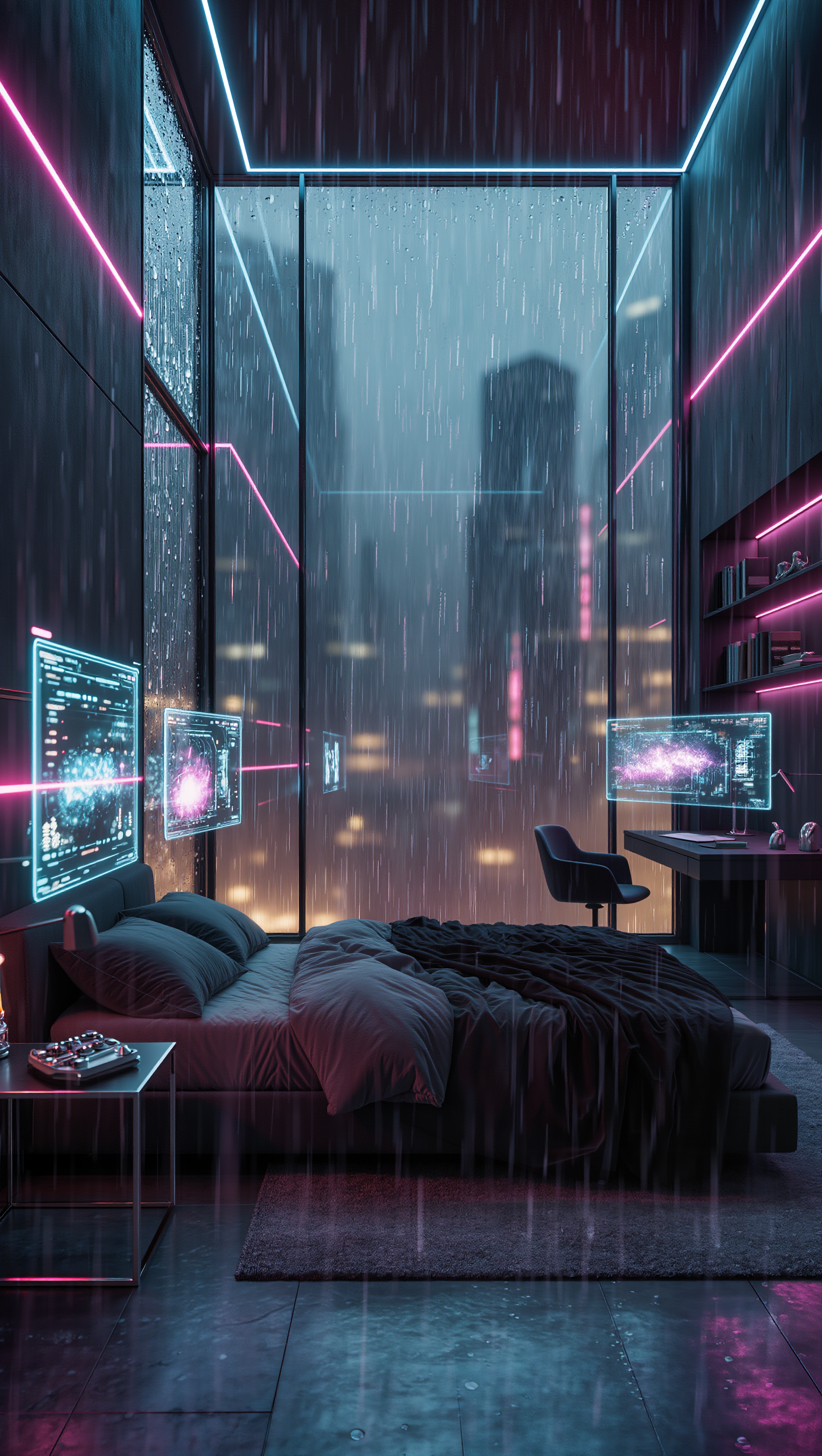 Cyberpunk room - cyberpunk wallpaper AI image