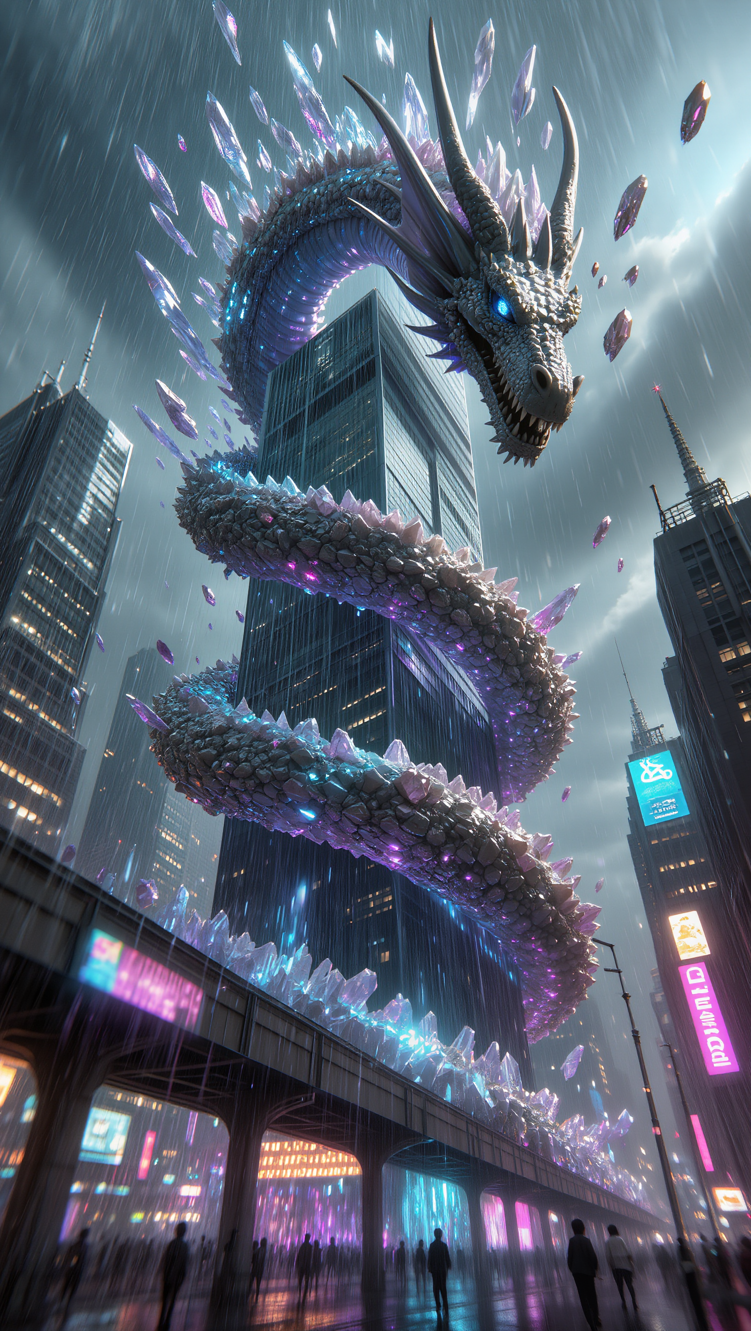 Kling AI work 296854509660432 - cyberpunk birds with broken wings AI image