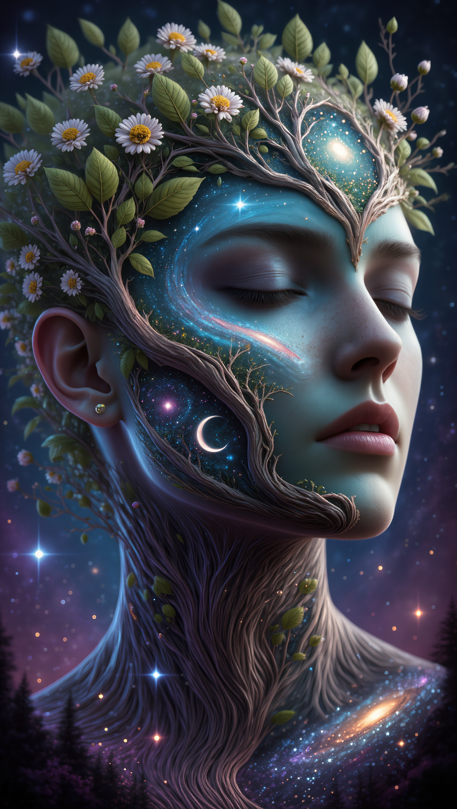 Nature and Cosmos Portrait - landscape to portrait converter video ai AI image