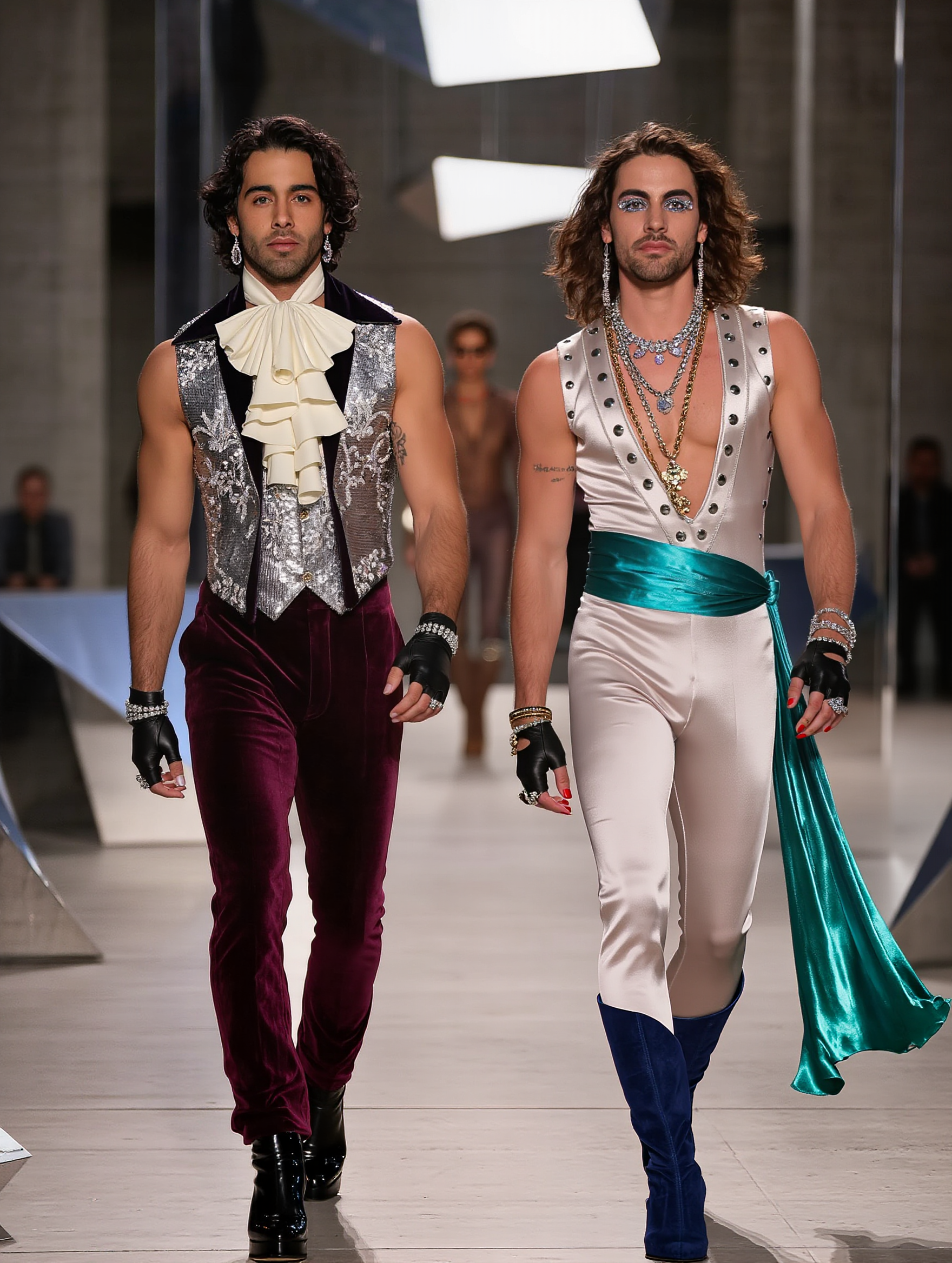 Kling AI work 310826770508819 - mid length curly hair mens AI image