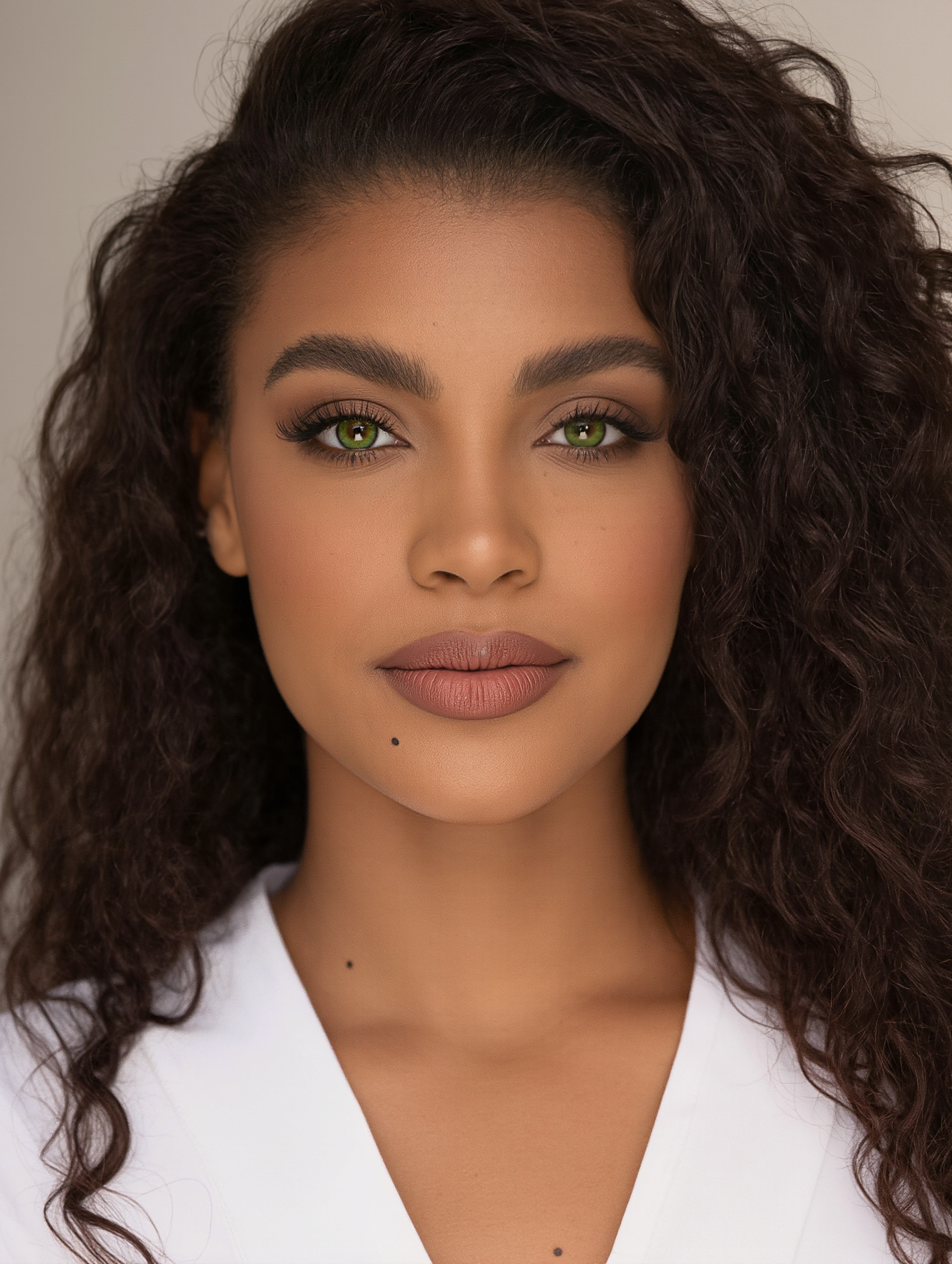 Kling AI work 311802300661727 - highlights on brown curly hair AI image