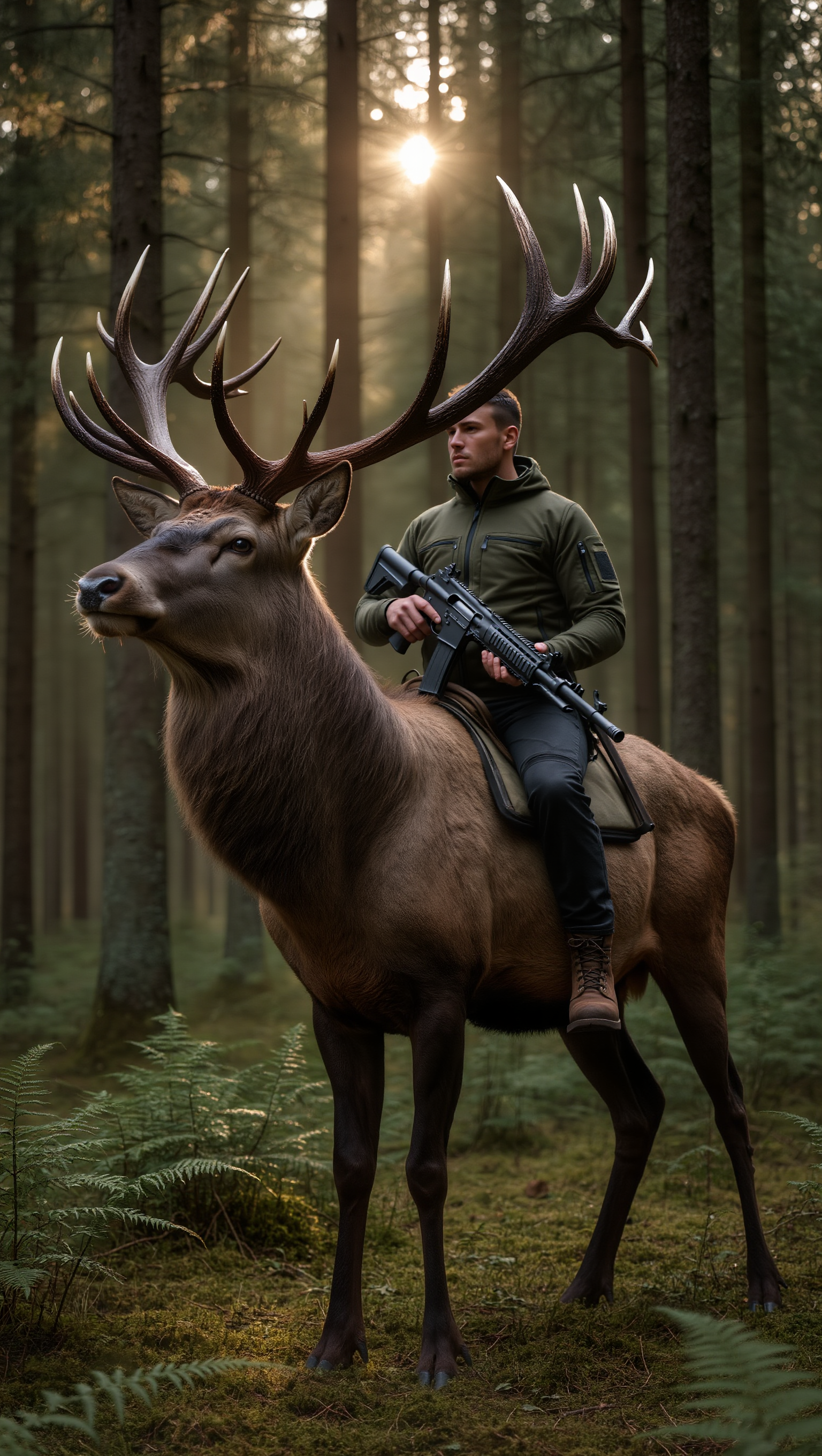 Man on stag with gun - gen 4 gun AI image