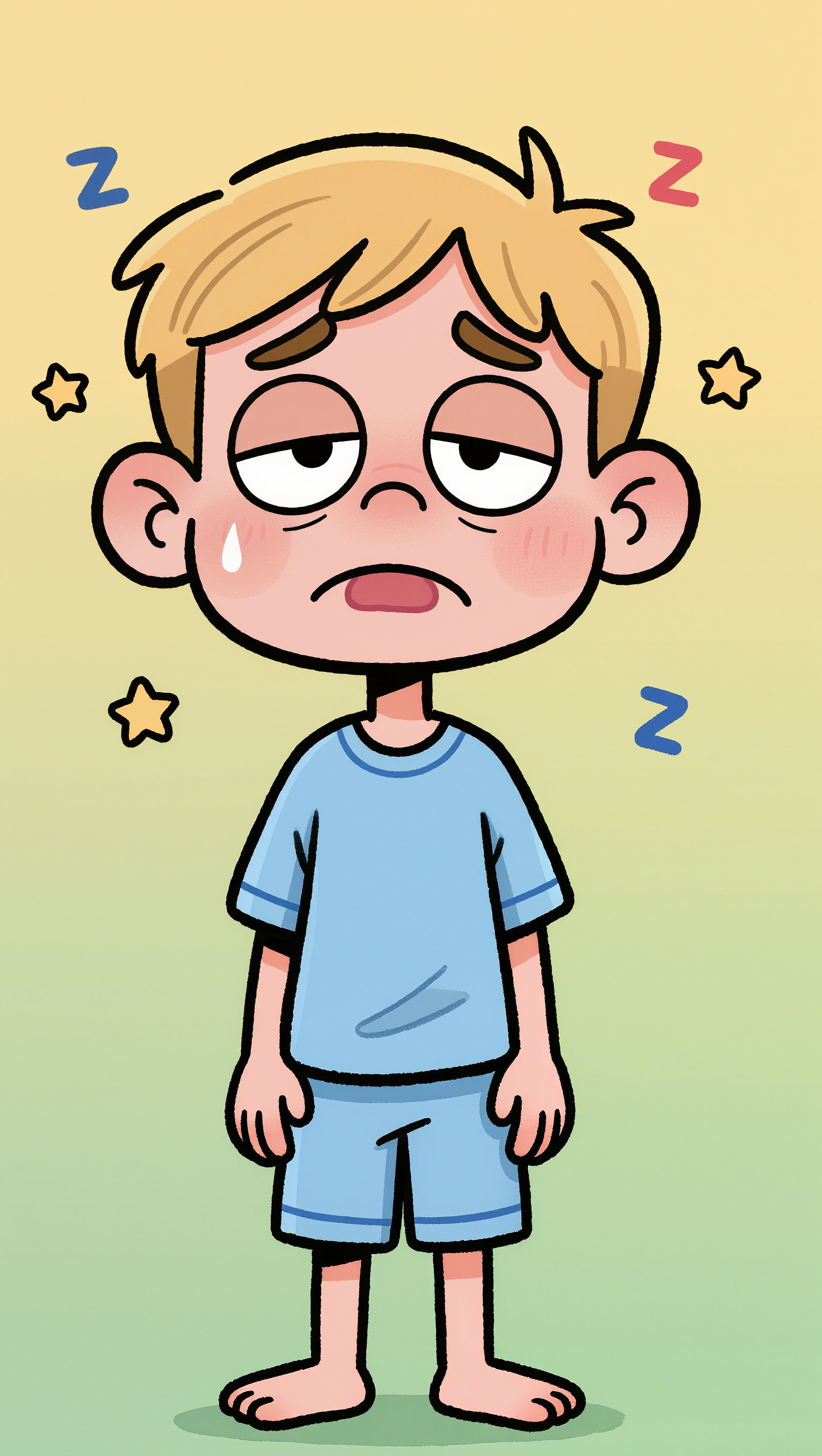 sleepy cartoon boy - cam cartoon AI image