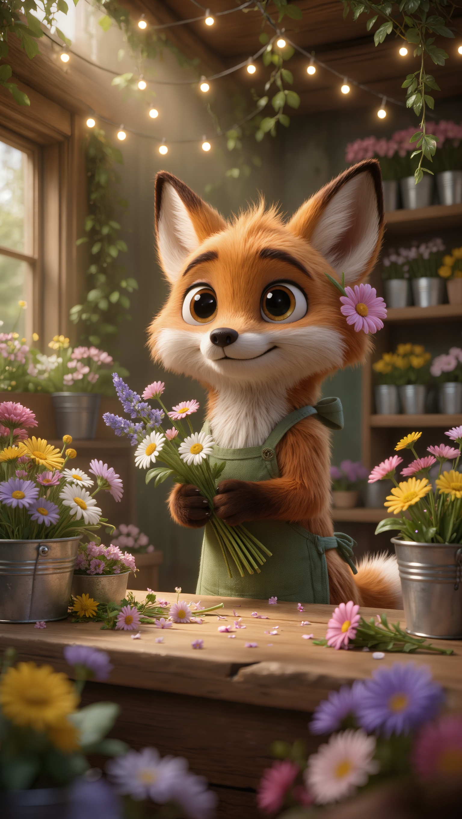 Little Flower Shop 🌸 Fox #1 - flower cartoon images AI image