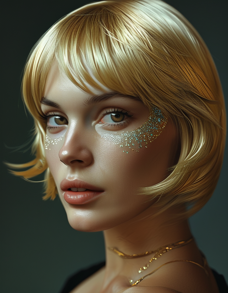 Beautiful woman blonde - pale ash blonde AI image