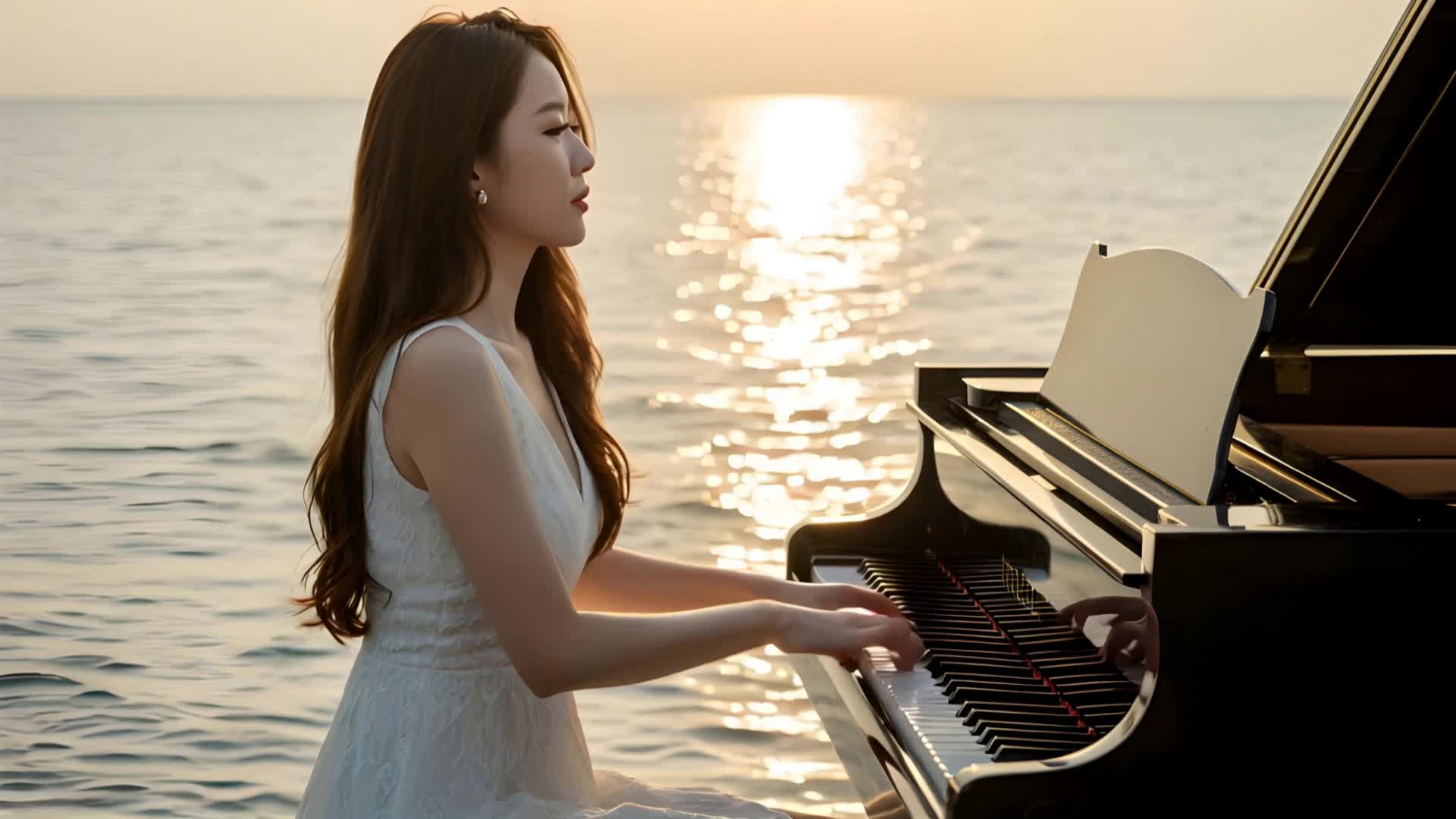 Piano girl - run away piano AI video