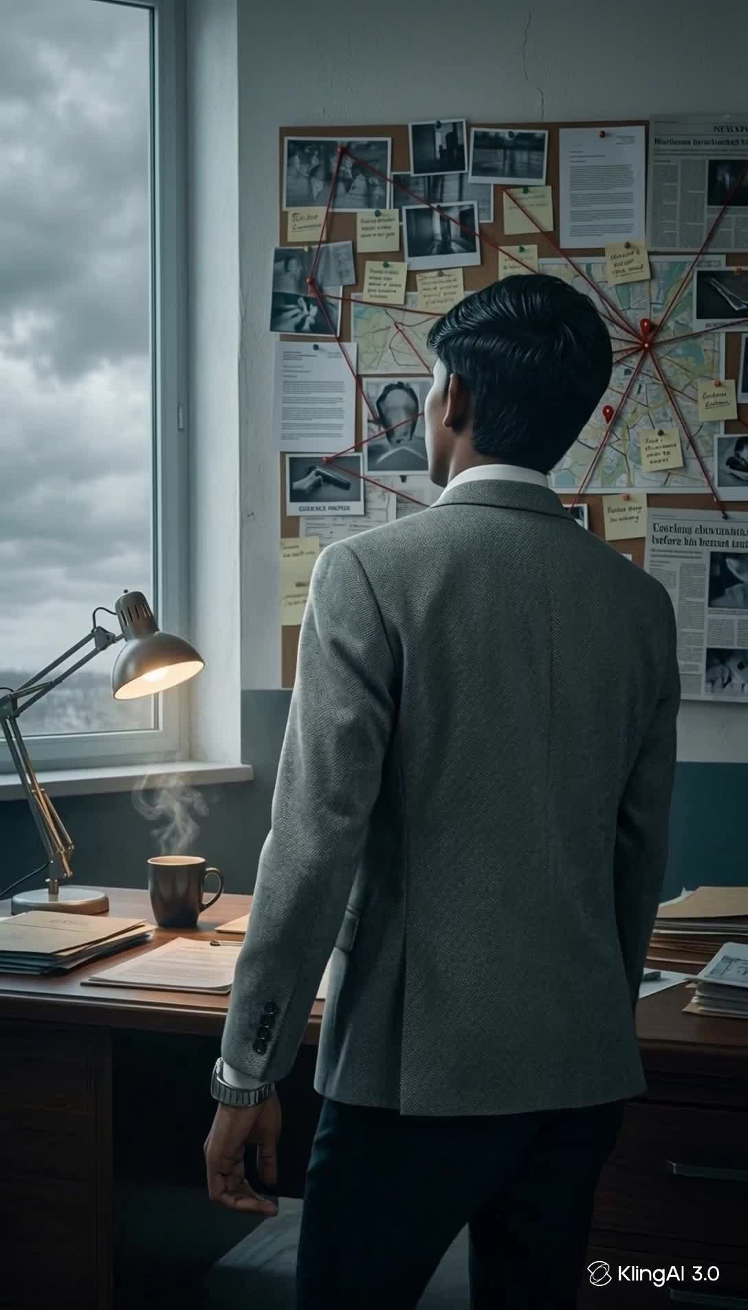 A detective scene  - detective animes AI video
