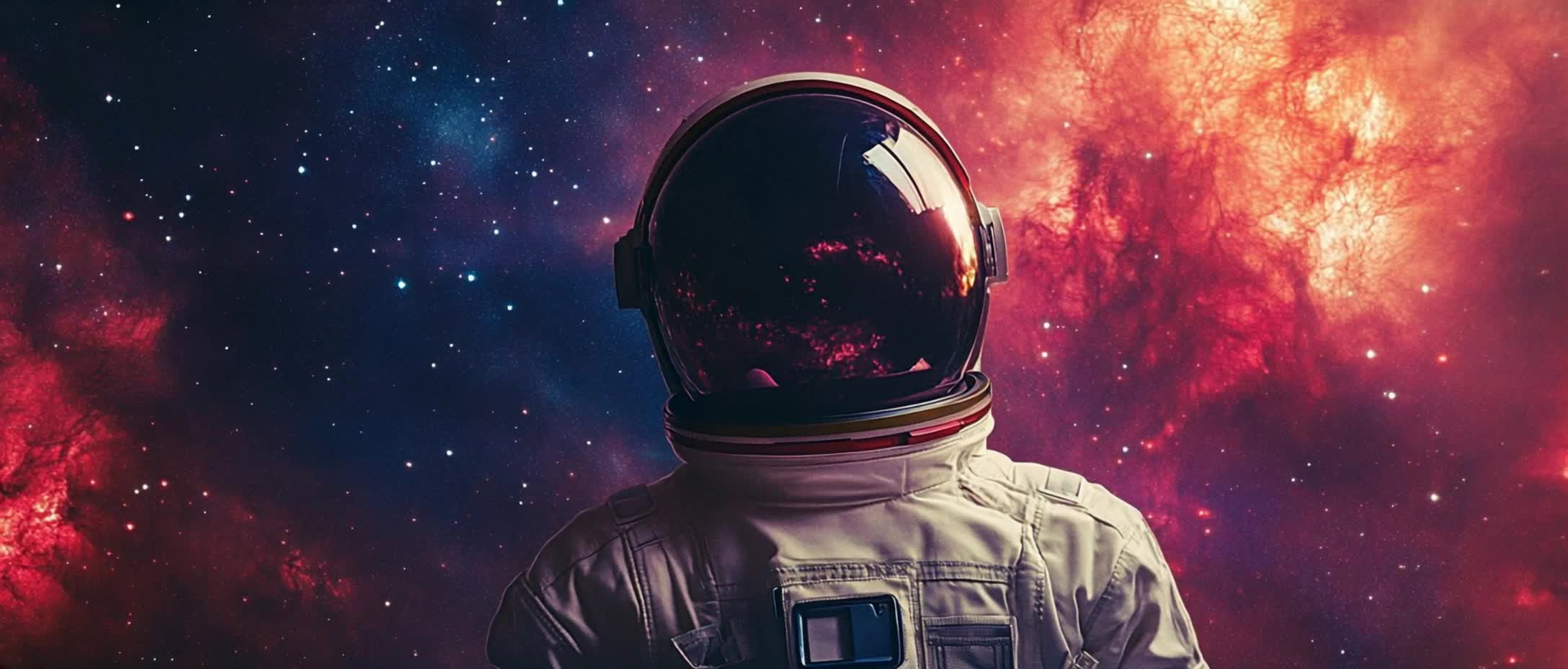 Astronaut floating in space. - space poster design AI video