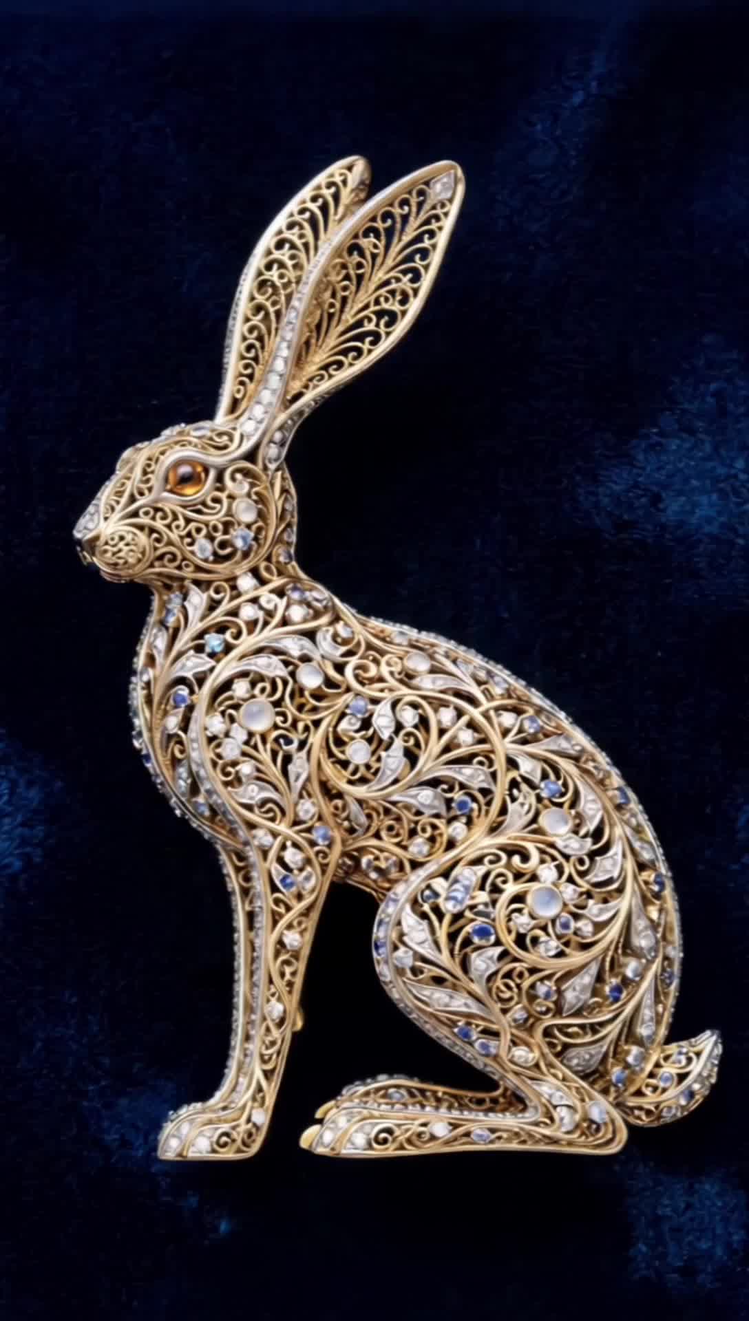 The Golden Filigree Hare  - drawing filigree AI video